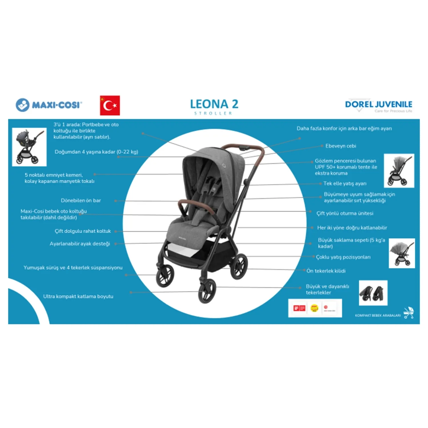 Maxi Cosi Leona2 Çift Yönlü Bebek Arabası Twillic Black