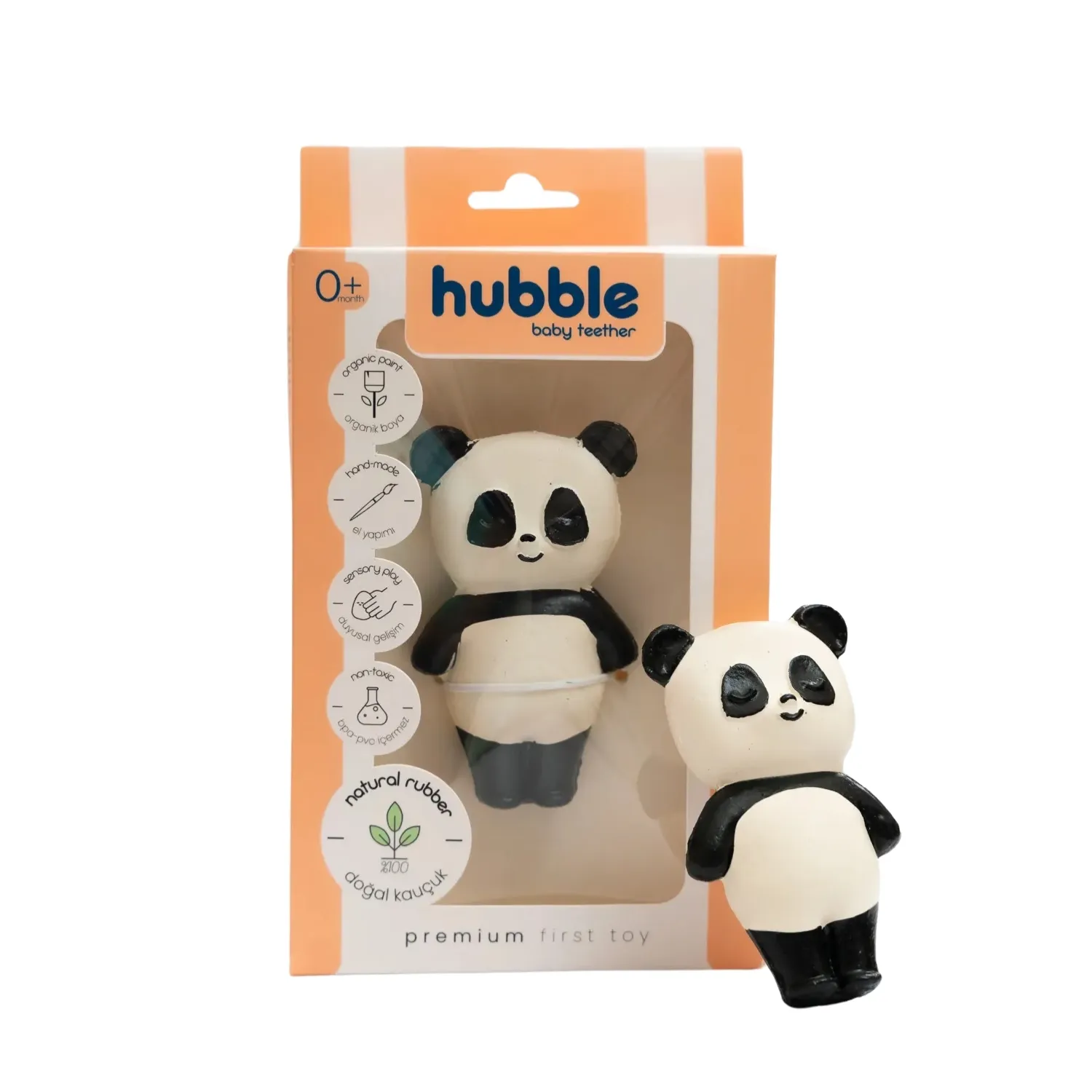 Hubble Doğal Bebek Diş Kaşıyıcı Ve Oyuncağı Panda