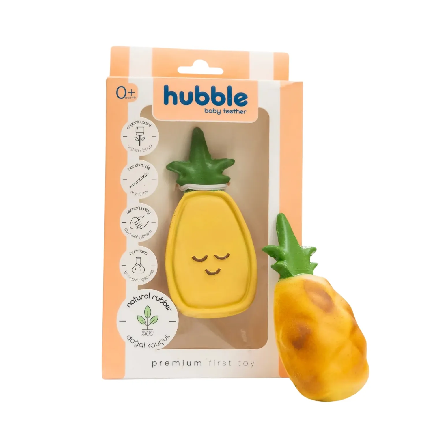Hubble Doğal Bebek Diş Kaşıyıcı Ve Oyuncağı Ananas
