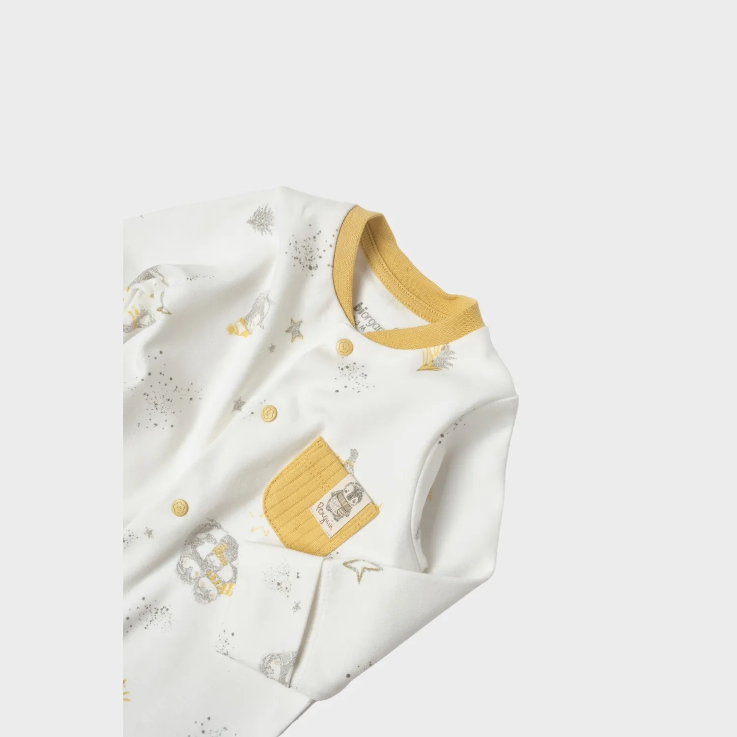 Bibaby Organik Hastane Çıkışı 4lü Tulumlu Penguin Club Ekru - Gri
