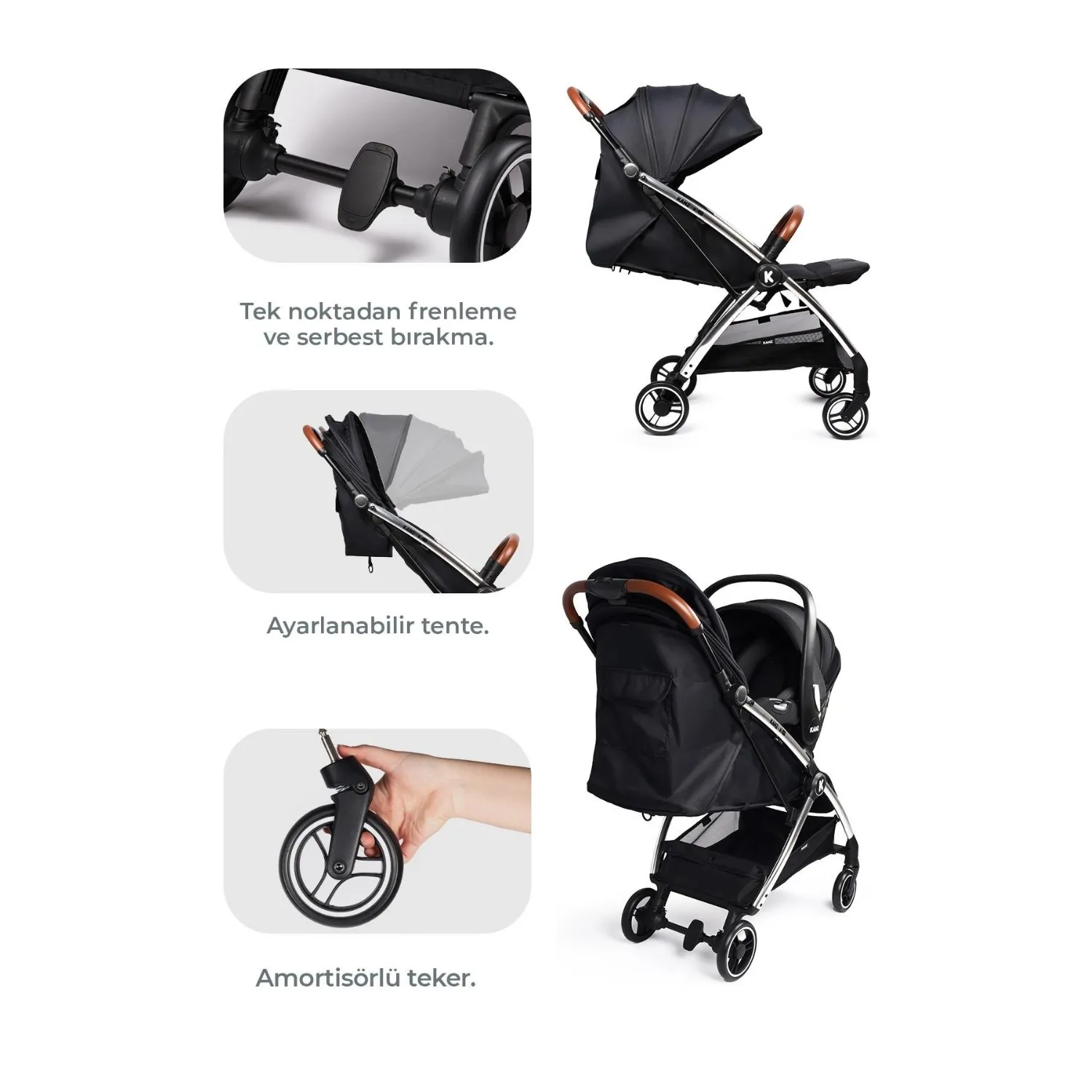 Kanz XFlip Travel Sistem Bebek Arabası Deeply Black