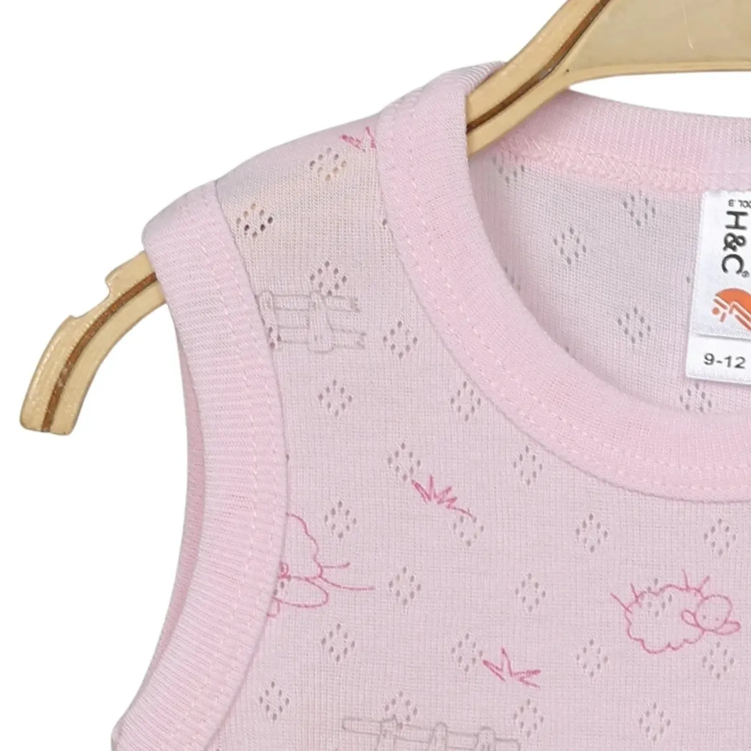 Hvc Bebek Atlet Body Jakarlı Pamuklu Kuzu Desenli Çıtçıtlı Zıbın Pembe 5'li Set Kız Bebek