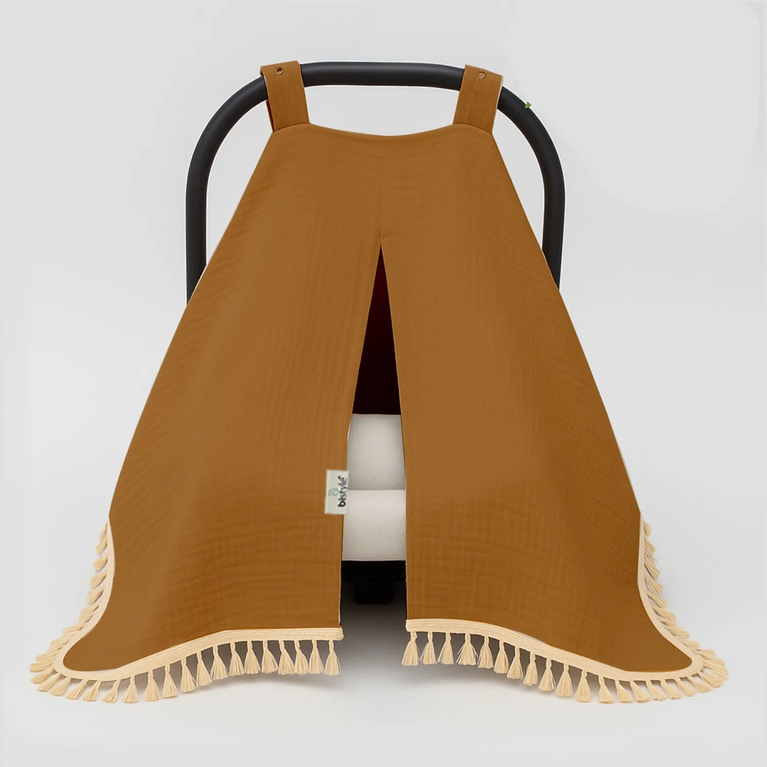 Bistyle Müslin Puset Yüz Örtüsü Püsküllü Hardal Bistyle Müslin Puset Yüz Örtüsü Püsküllü Hardal