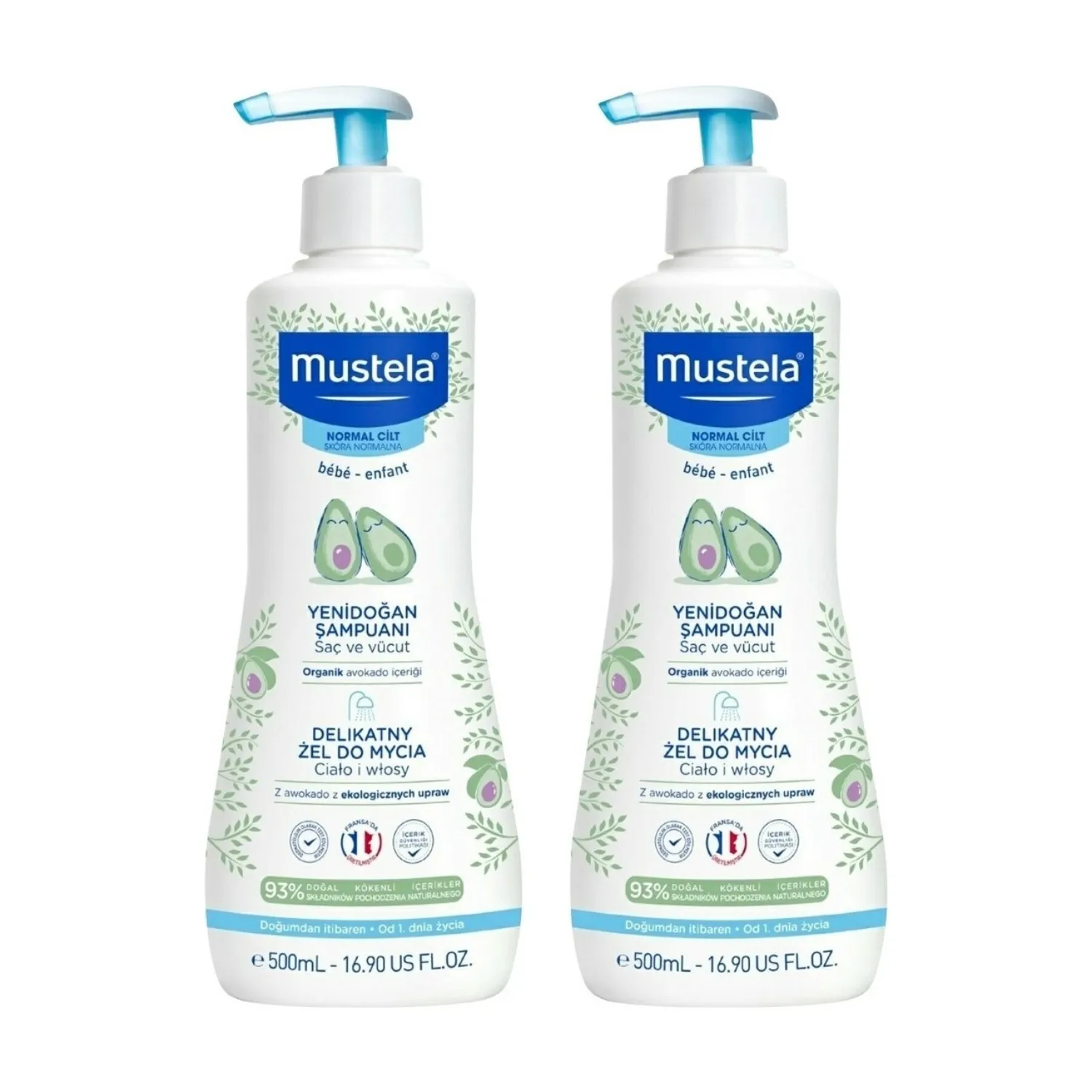 Mustela Yenidoğan Şampuanı Avokado İçeriği 500 ml x2