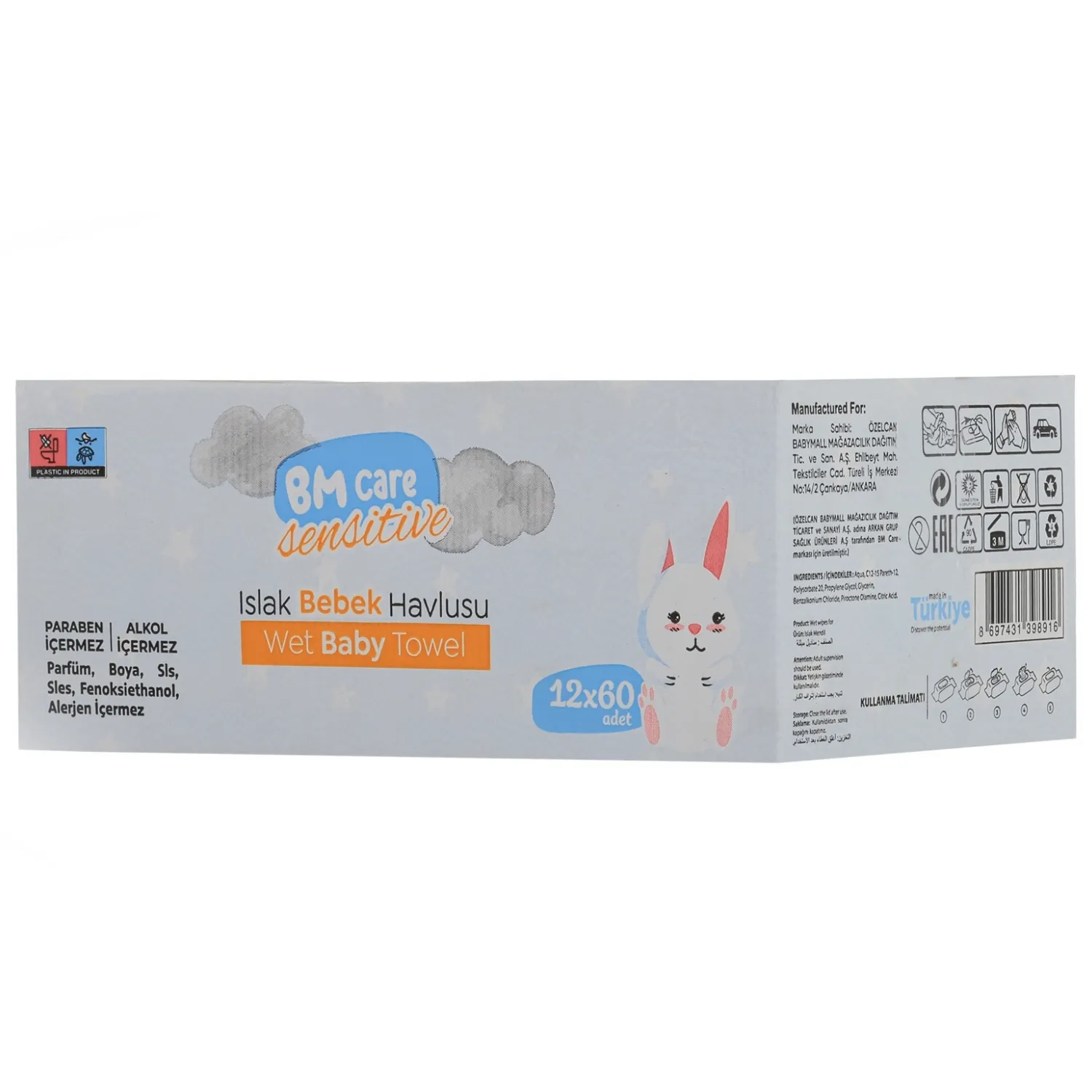 Bm Care Sensitive Islak Mendil 12x60lı