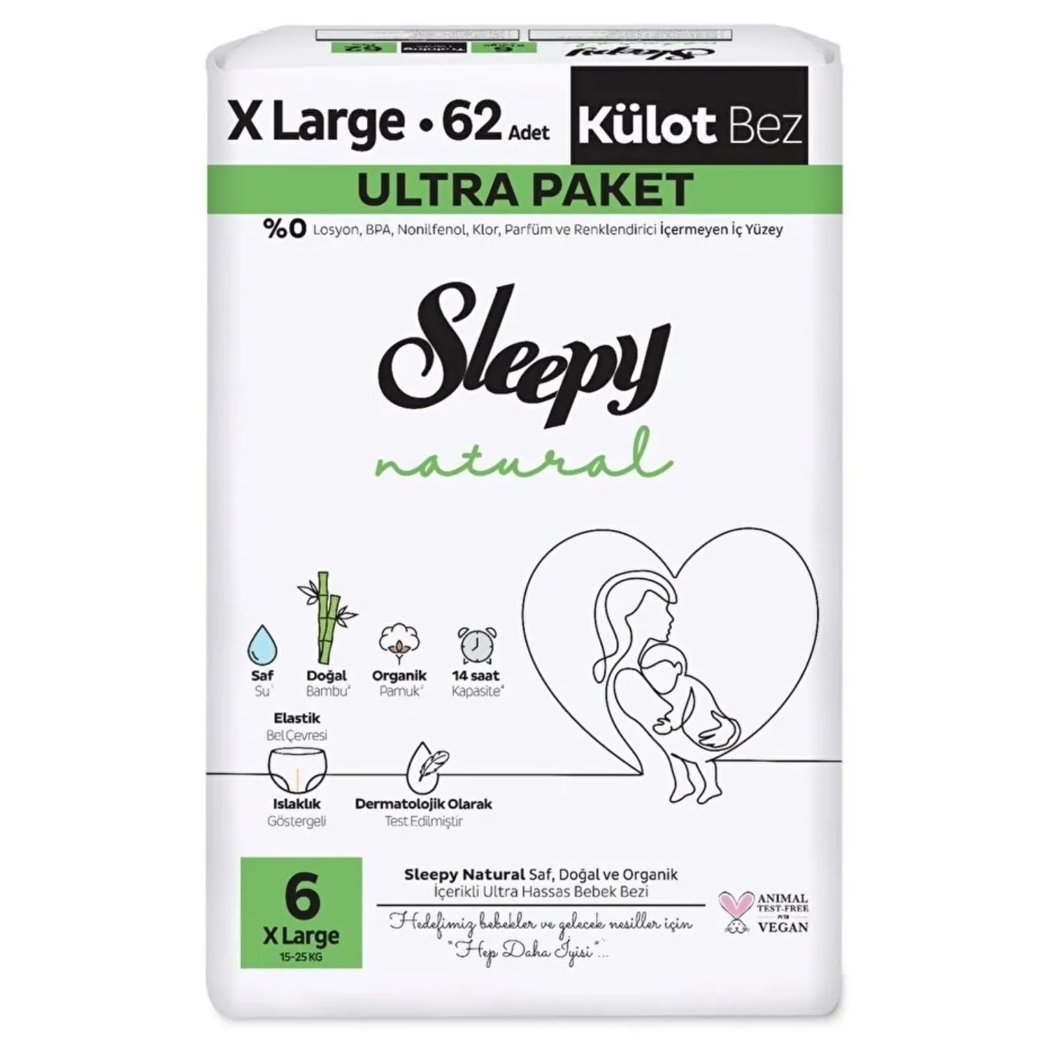 Sleepy Natural Külot Bebek Bezi 6 Beden XL 62li Ultra Paket Sleepy Natural Külot Bebek Bezi 6 Beden XL 62li Ultra Paket