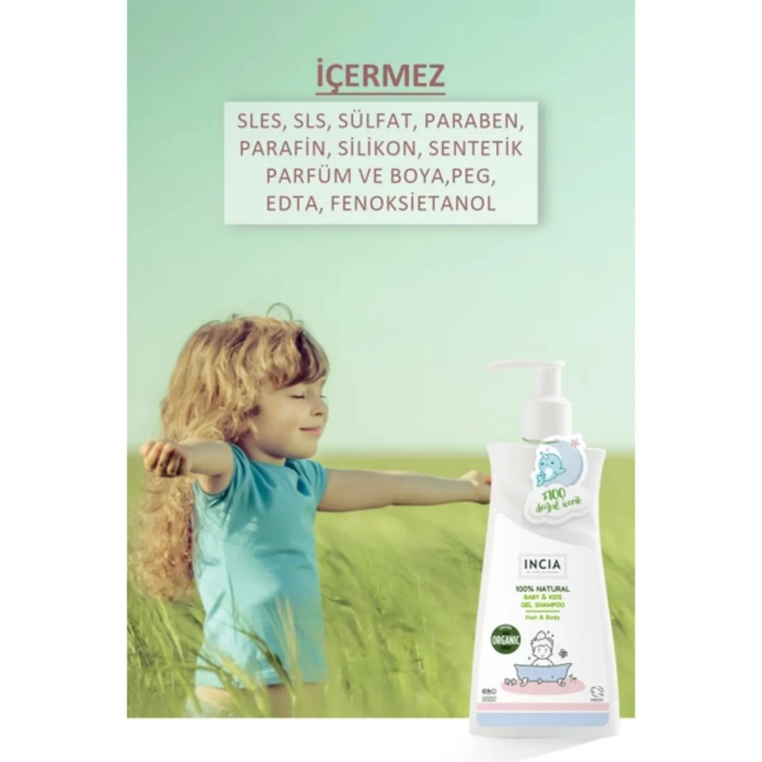 Incia %100 Doğal Çocuk Jel Şampuan 350 ml