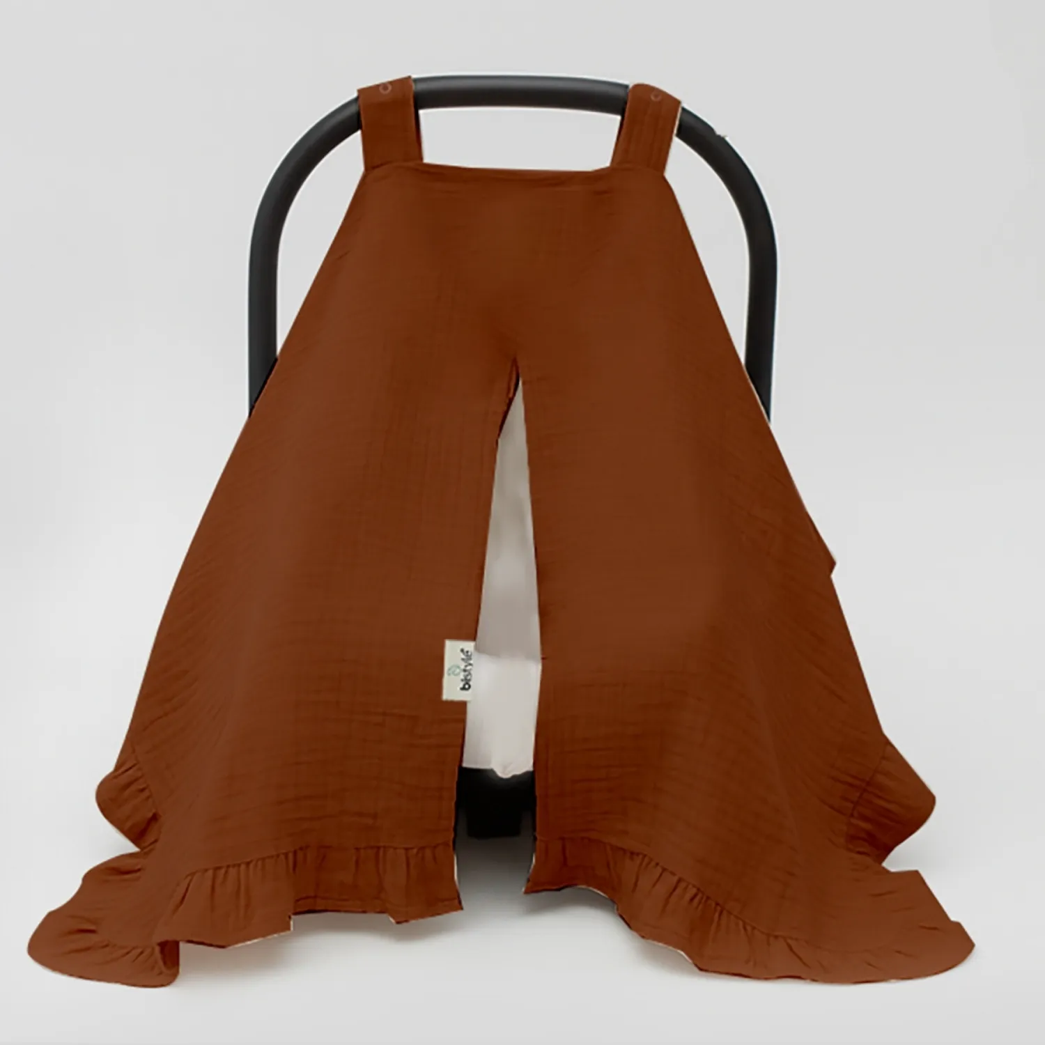 Bistyle Müslin Puset Yüz Örtüsü Fırfırlı Kiremit Bistyle Müslin Puset Yüz Örtüsü Fırfırlı Kiremit