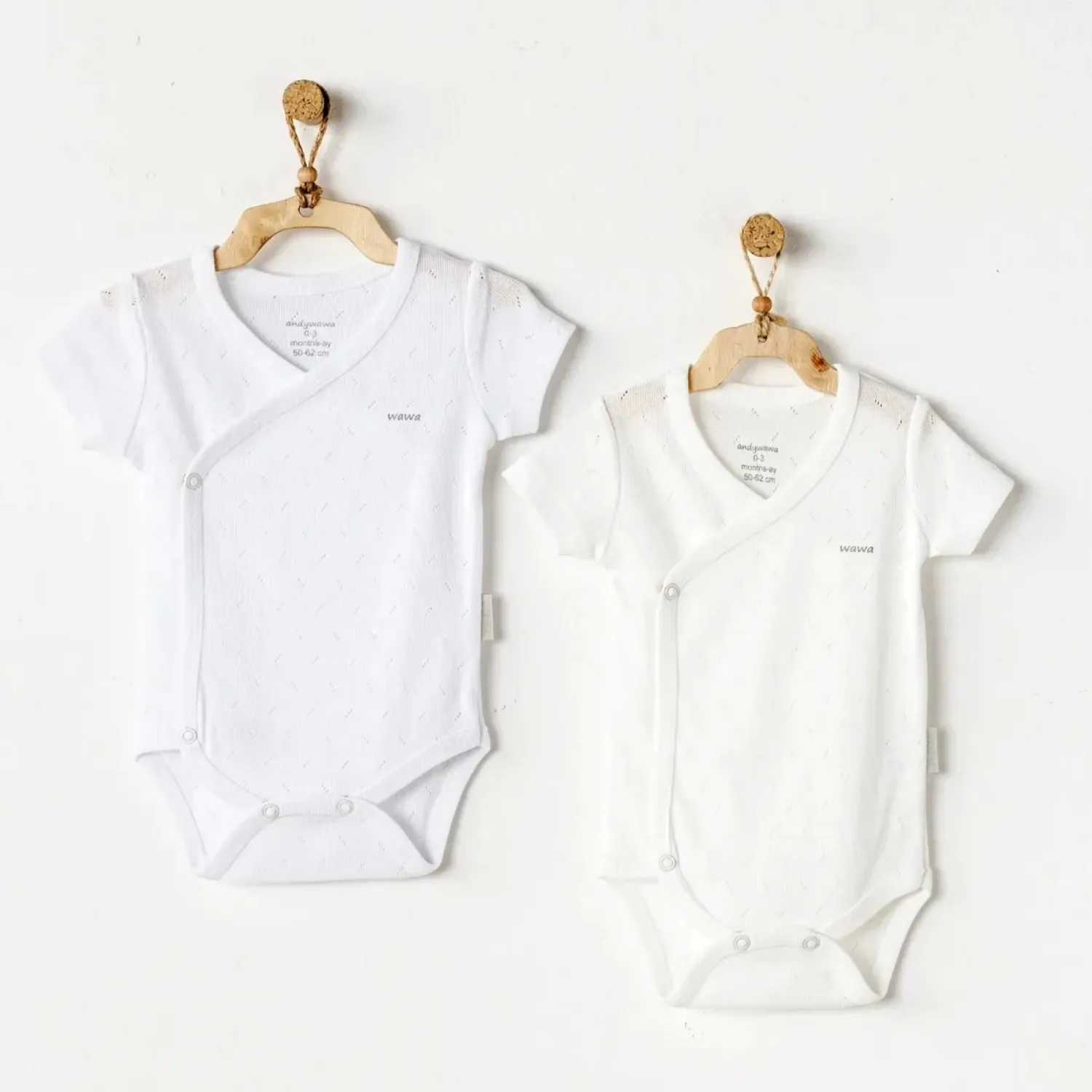 Andy Wawa Zıbın Body 2li Jacquard Basic Ekru - Beyaz