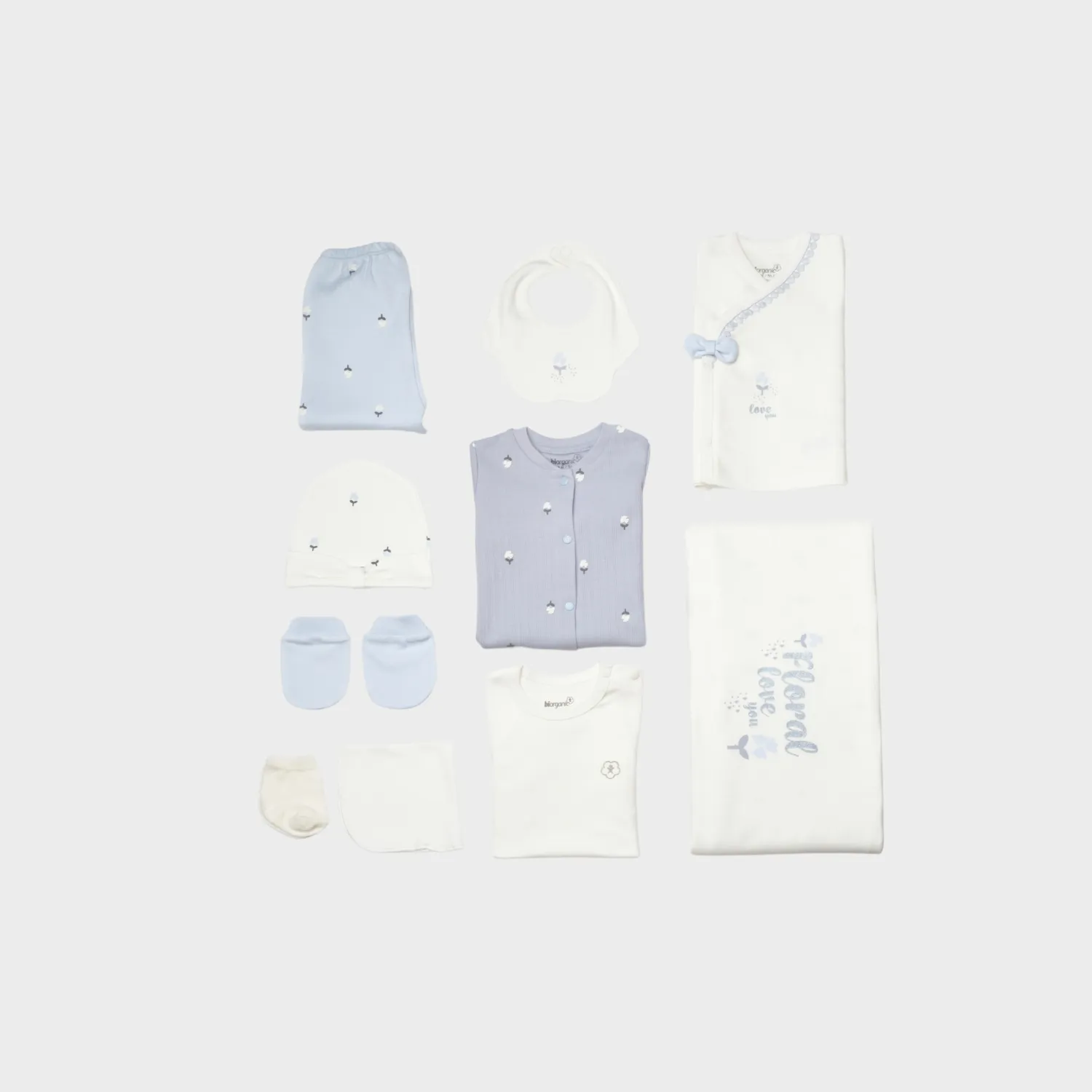 Bibaby Organik Hastane Çıkışı 10lu Love Floral Ekru - Lila