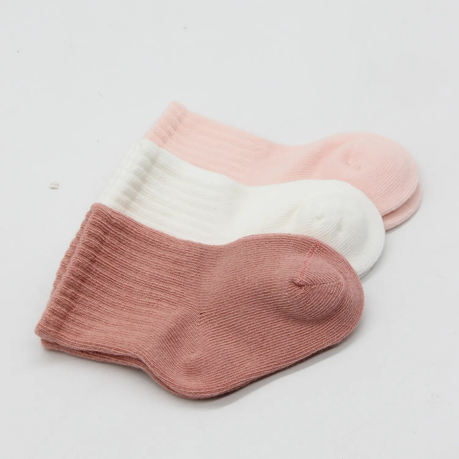 Bistyle Soket Çorap Penye 3lü Cherry Girl Pudra Ekru Pembe