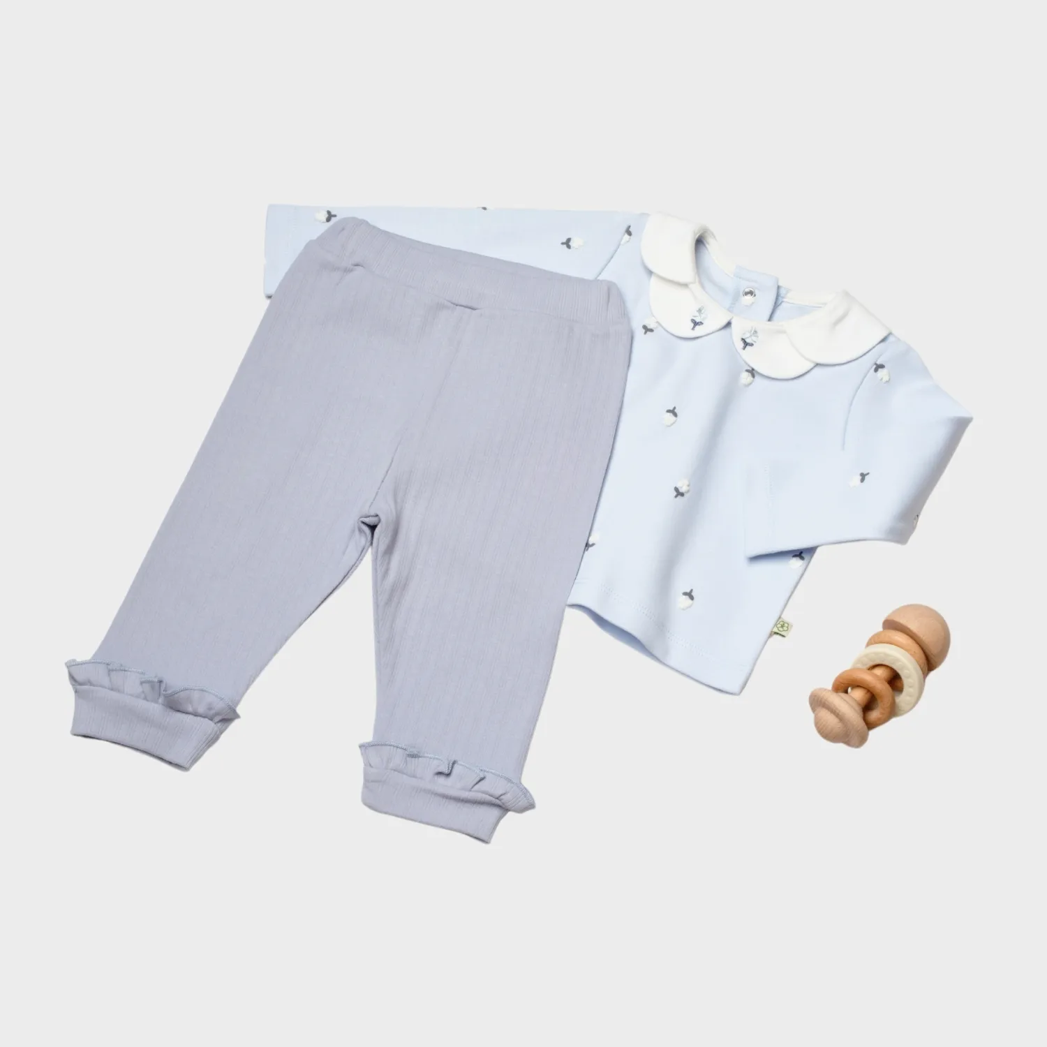 Bibaby Organik 2li Takım Love Floral Ekru - Lila