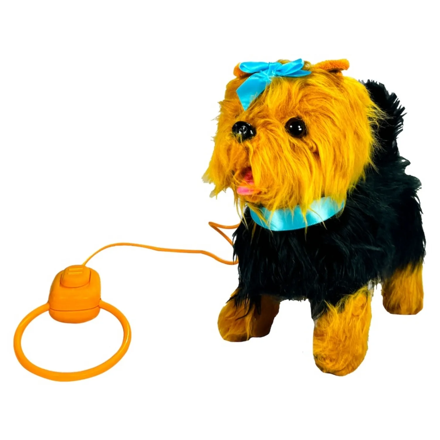 Peluş Tasmalı Yürüyen Mavi Fiyonklu Köpek