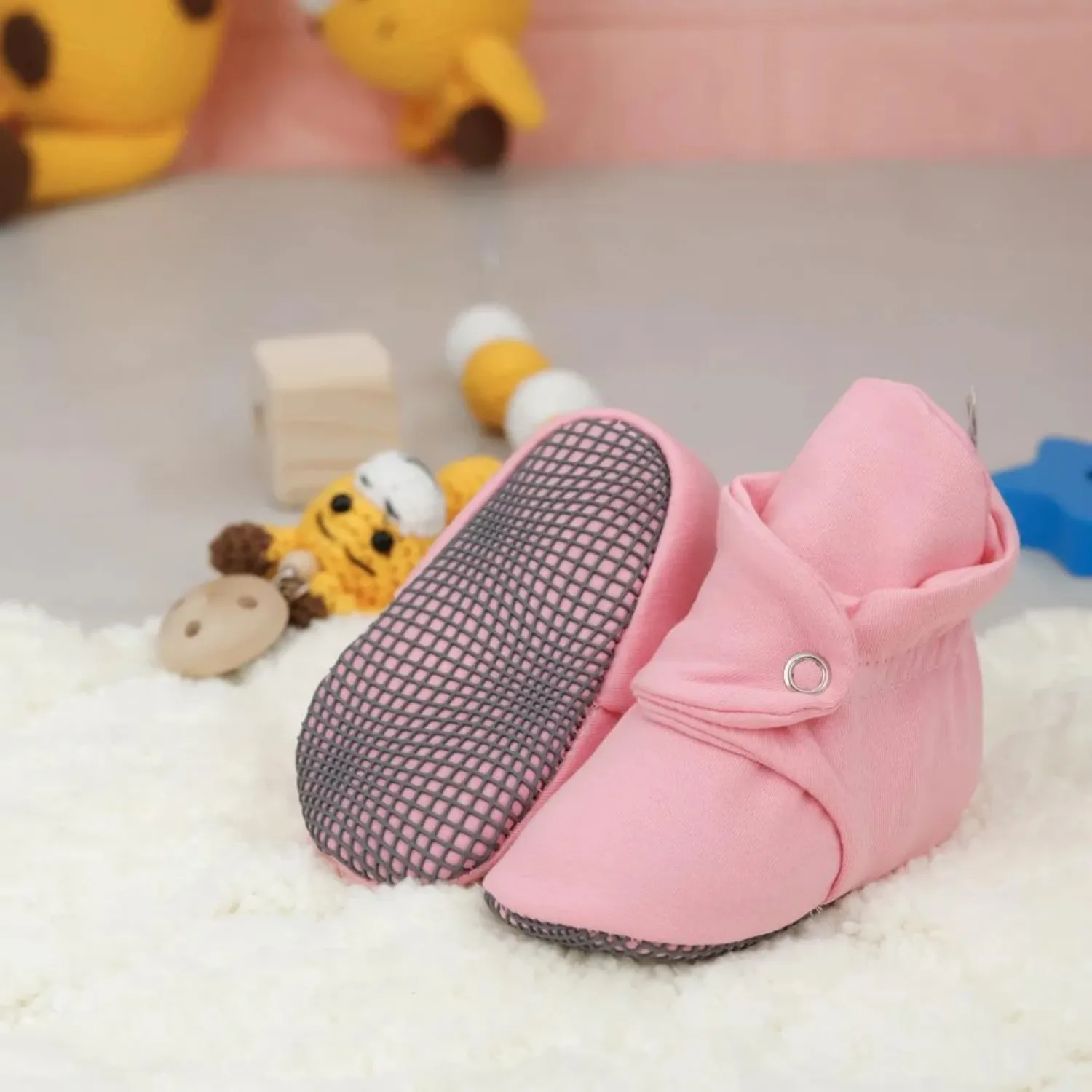 Ella Bonna Ev Botu Organik Pamuk Kaydırmaz Taban Pembe