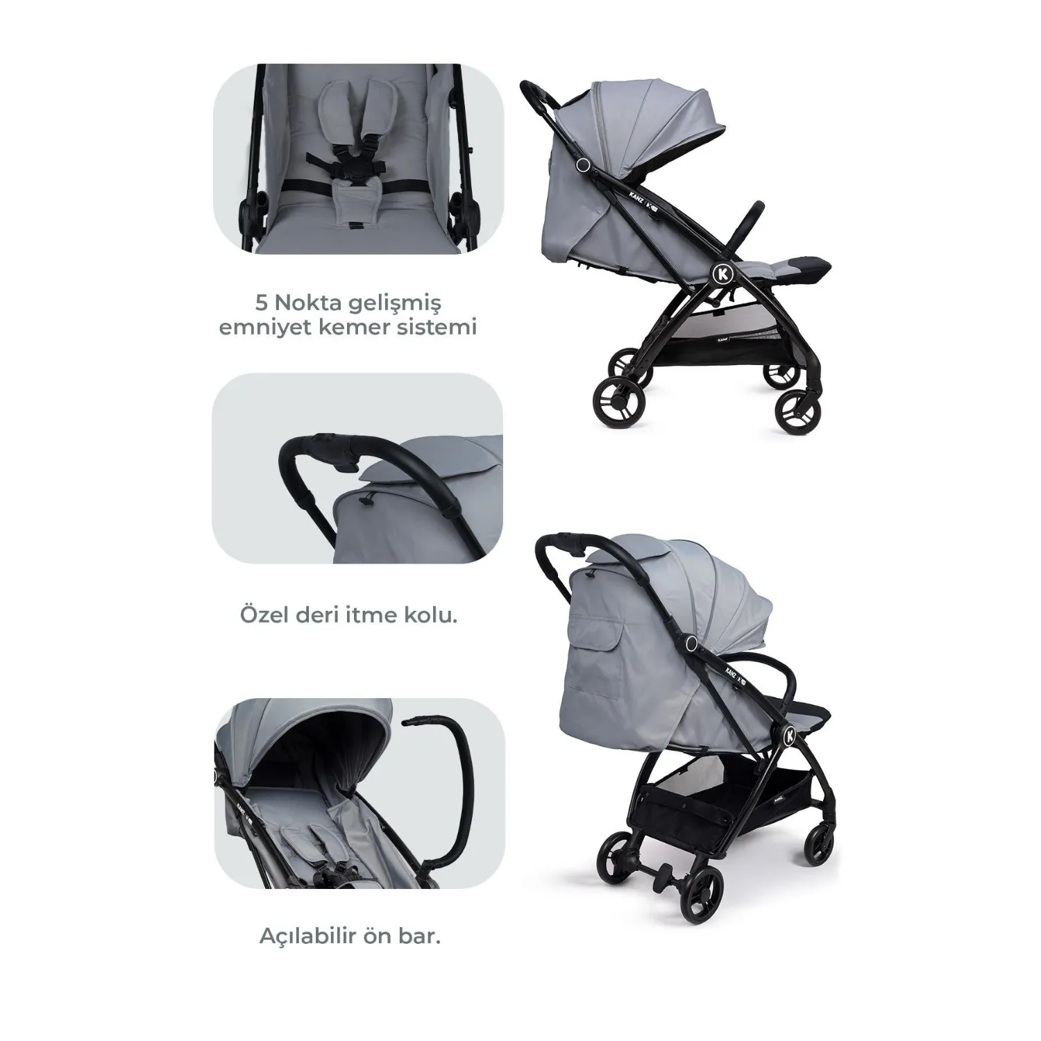 Kanz XFlop Bebek Arabası Ultimate Grey