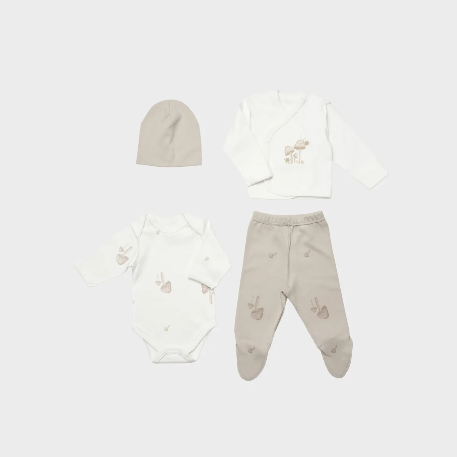 Bibaby Organik Zıbın Takımı 4lü Sweet Lady Açık Bej