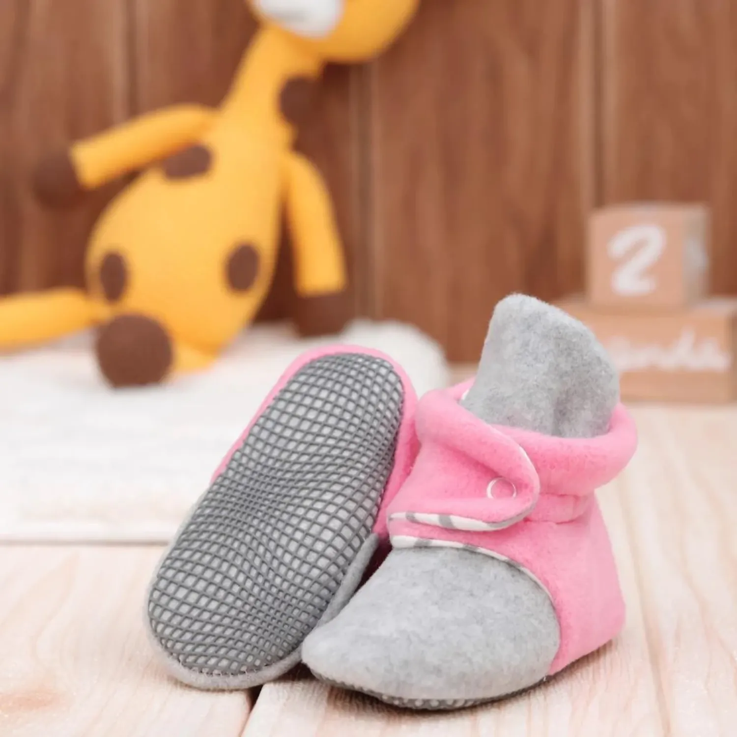 Ella Bonna Panduf Kaydırmaz Taban Gri - Pembe