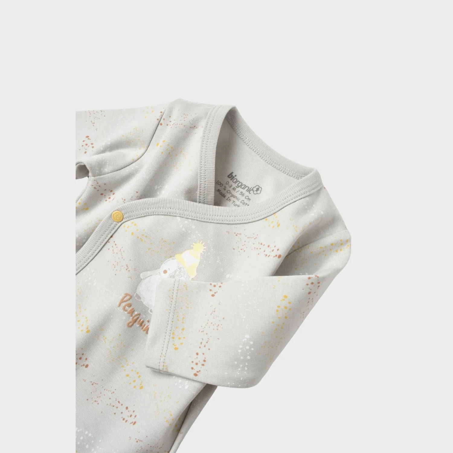 Bibaby Organik Body Kruvaze Penguin Club Ekru - Gri