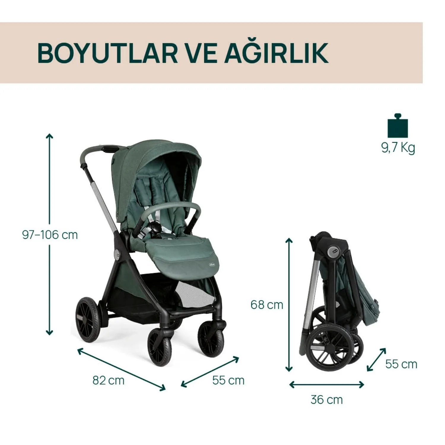 Chicco Bellagio Bebek Arabası Fir Tree