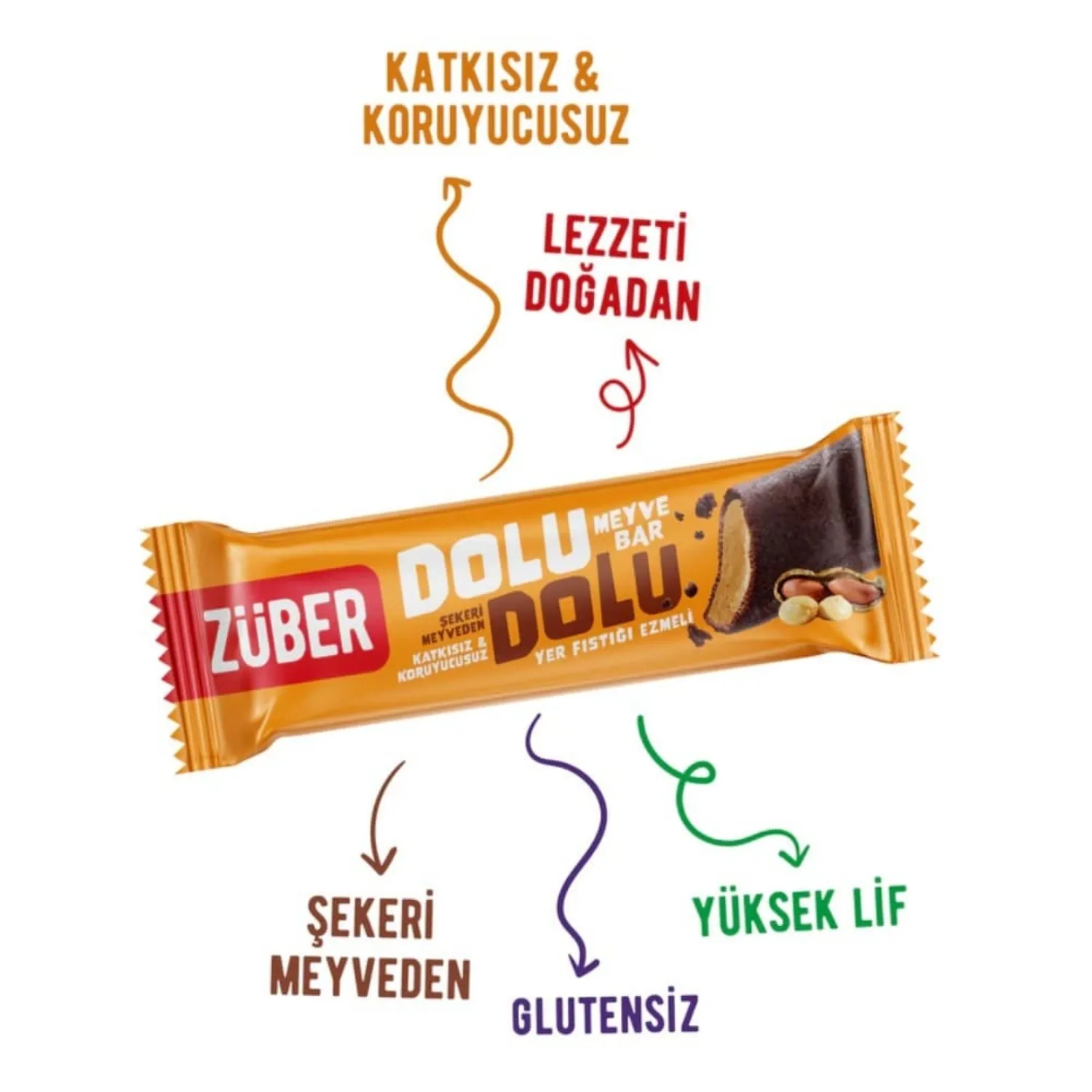 Züber Dolu Dolu Meyve Bar Yer Fıstığı Ezmeli 30 gr.