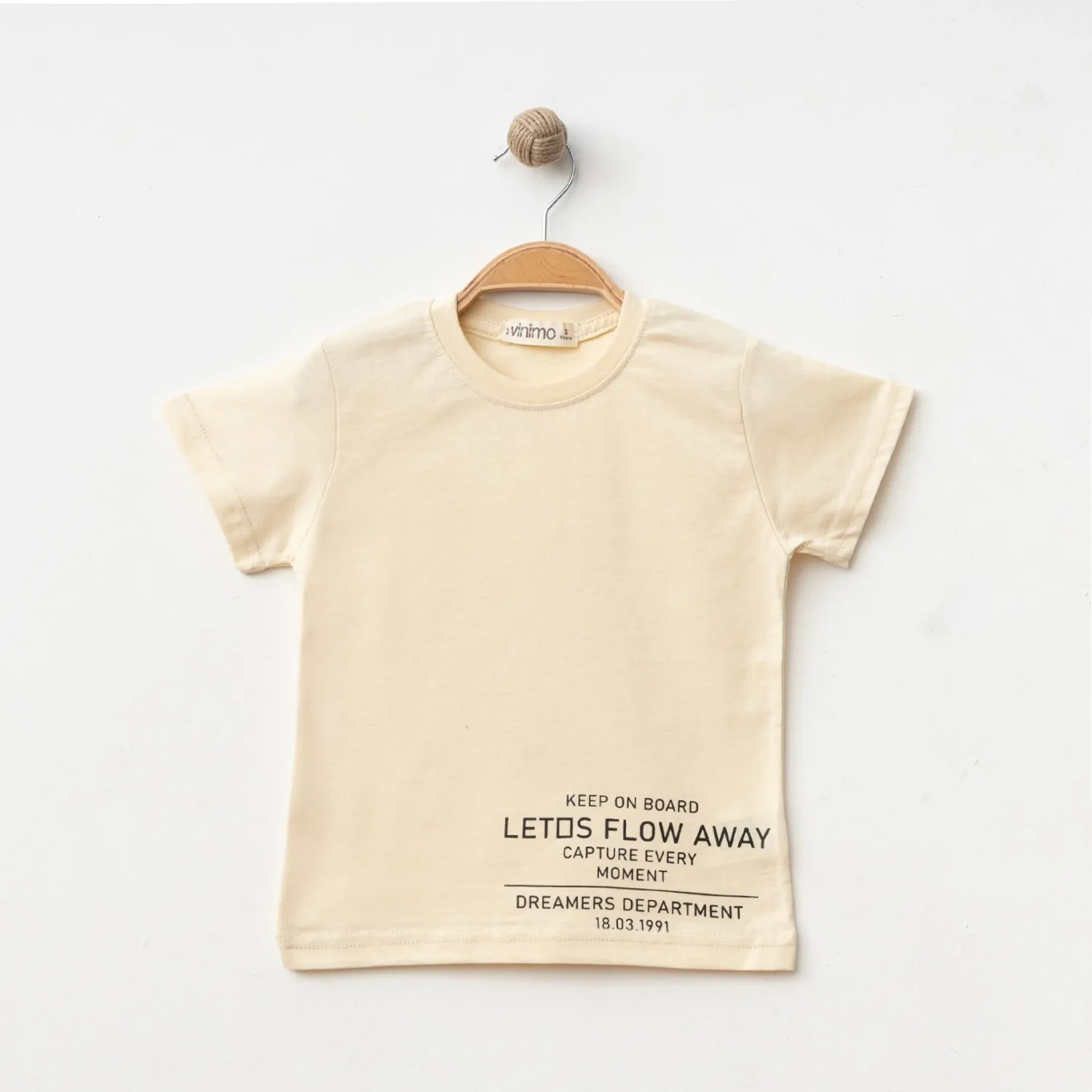 Winimo T-Shirt Keep On Board Baskılı Krem