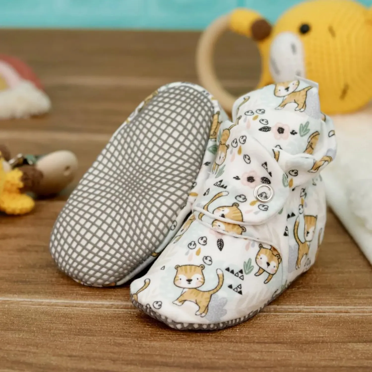 Ella Bonna Ev Botu Organik Pamuk Kaydırmaz Taban Kedi