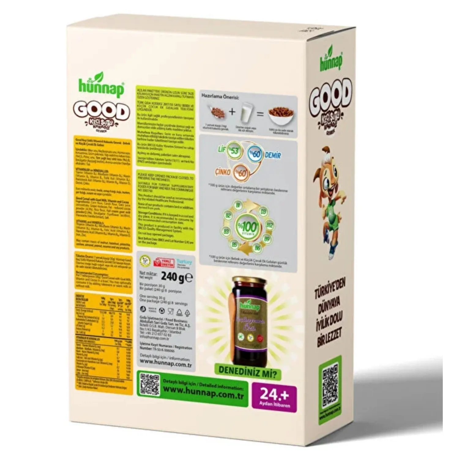 Hünnap Good Keçi Sütlü Kakaolu Gevrek (Şekersiz) 240 gr Hünnap Good Keçi Sütlü Kakaolu Gevrek (Şekersiz) 240 gr