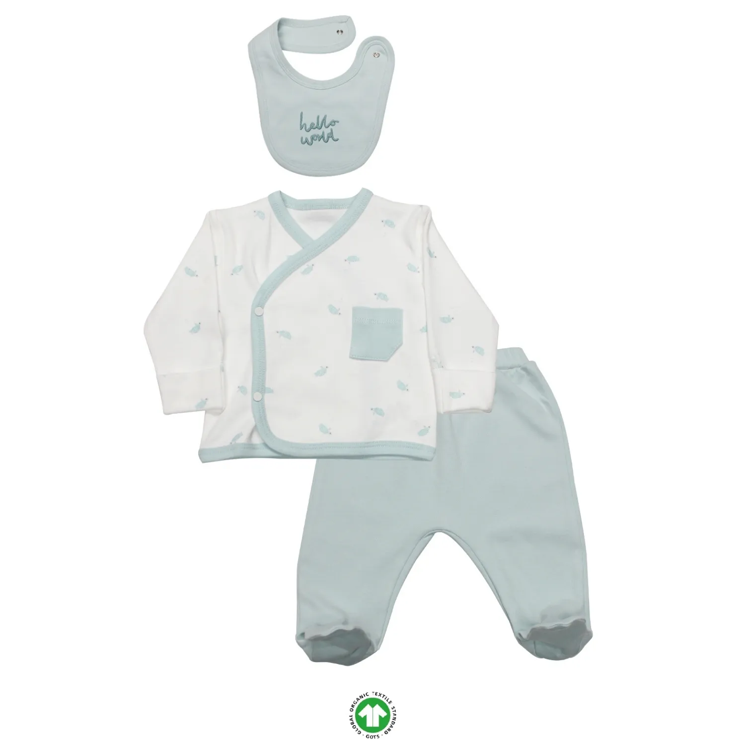 Bistyle Zıbın Takımı 3lü Hello World Mint - Ekru Bistyle Zıbın Takımı 3lü Hello World Mint - Ekru