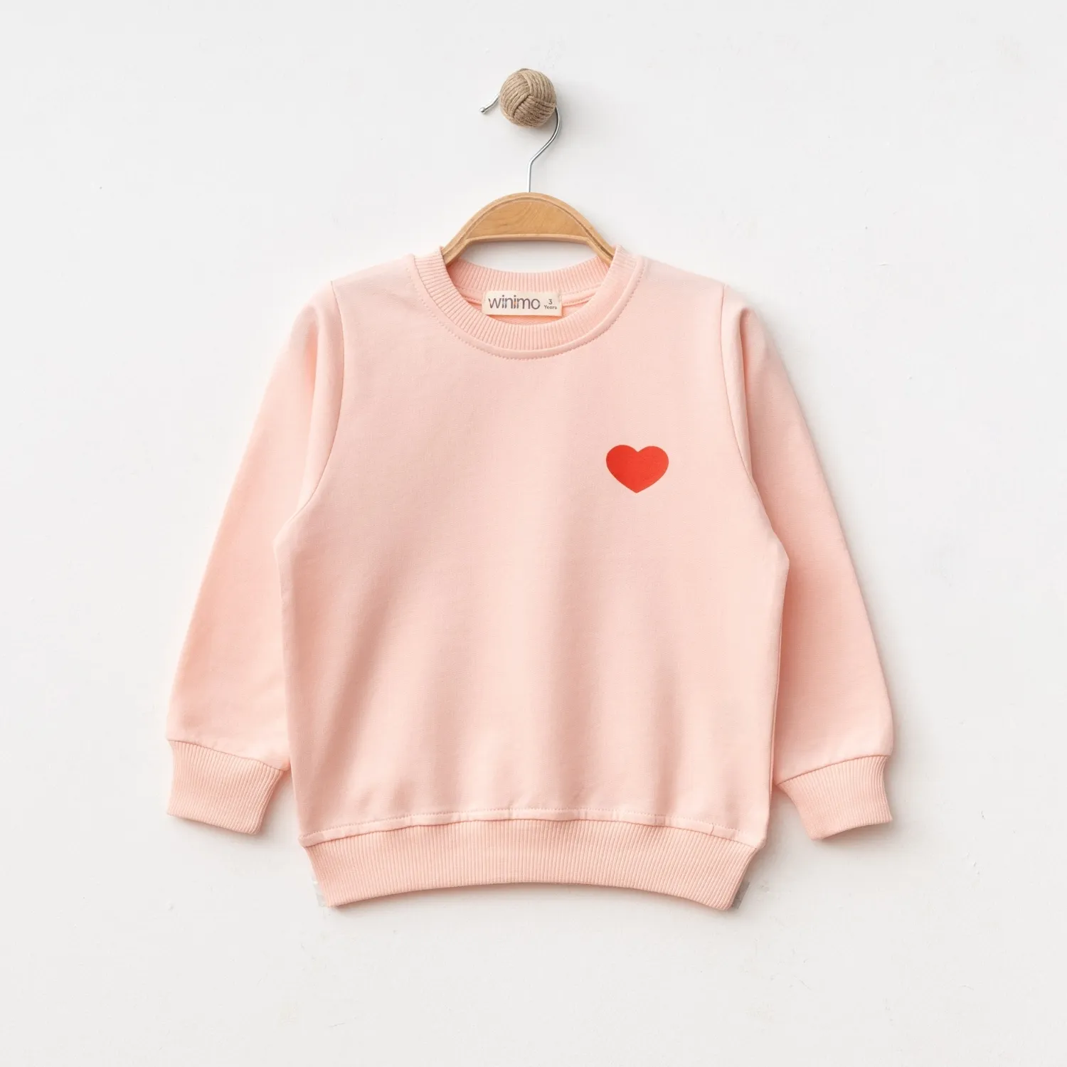 Winimo Sweatshirt Kalp Baskılı Pudra