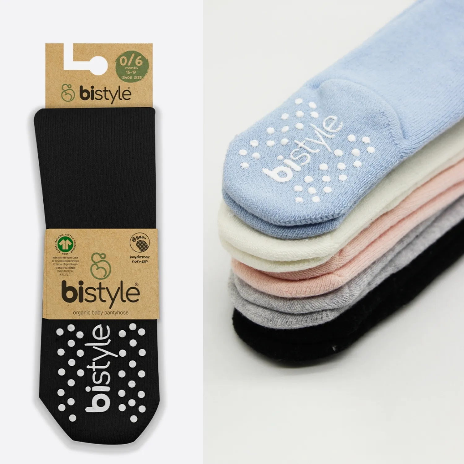 Bibaby Organik Çorap Soket Kaymaz Havlu Bistyle Siyah
