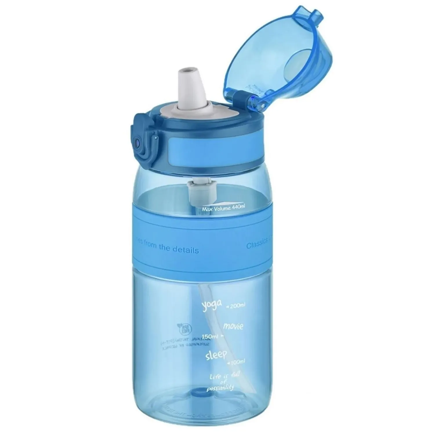 Uzspace Tritan Pipetli Suluk 440 ml Koyu Mavi