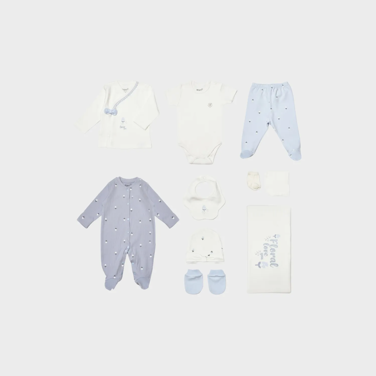 Bibaby Organik Hastane Çıkışı 10lu Love Floral Ekru - Lila