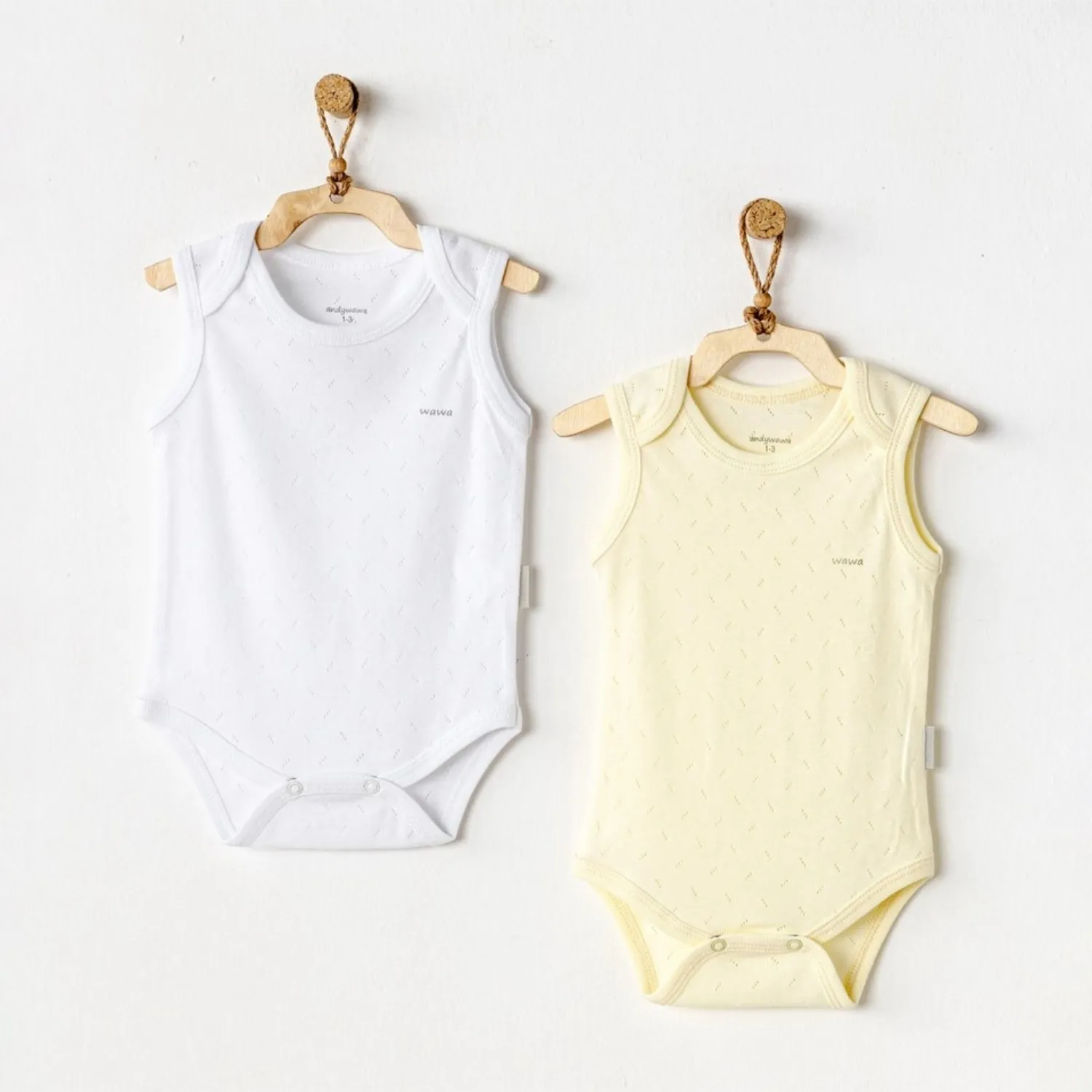 Andy Wawa Atlet Body 2li Jakarlı Basic Sarı - Beyaz