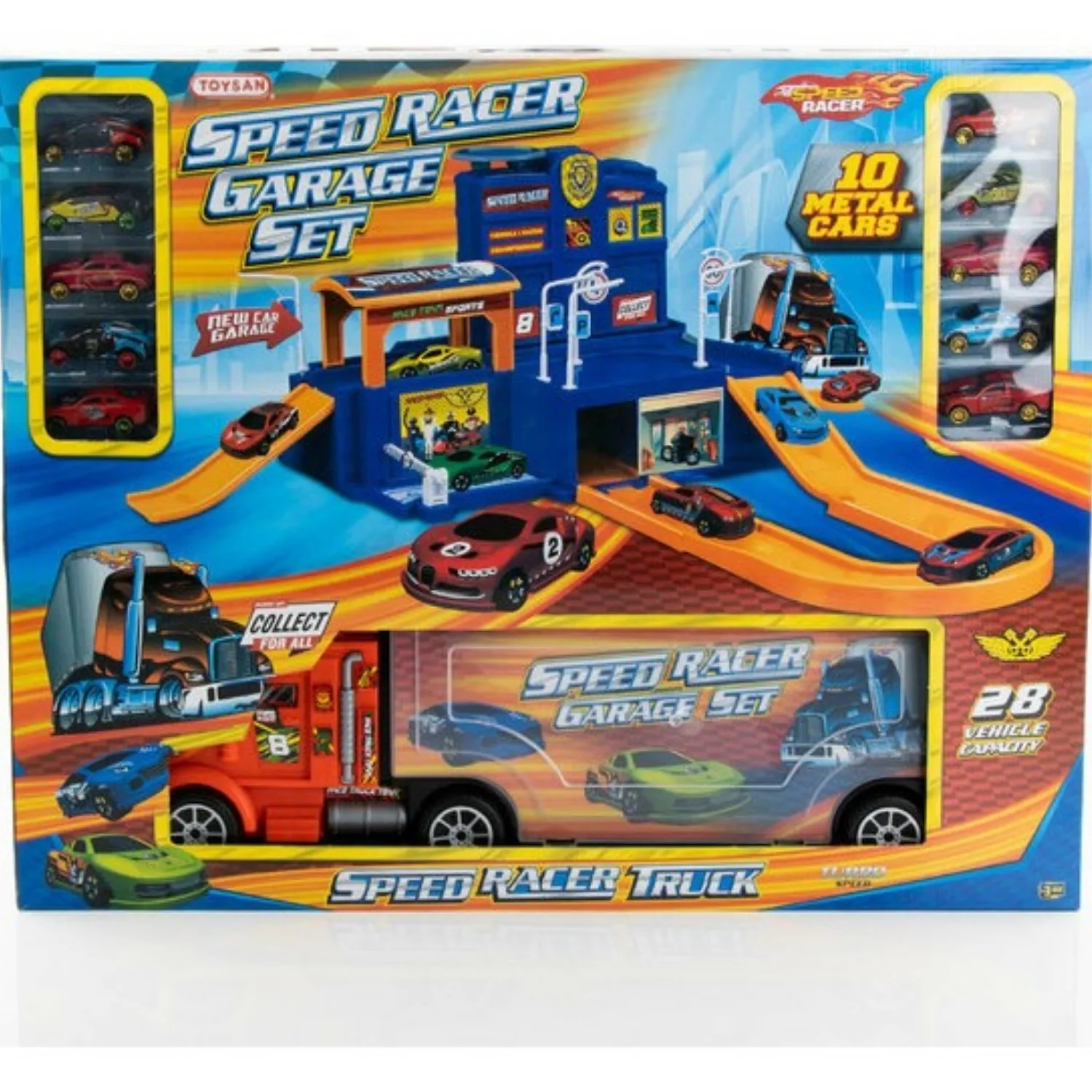 Toysan Bıg Truck Speed Racer Garaje 10 Metal Cars