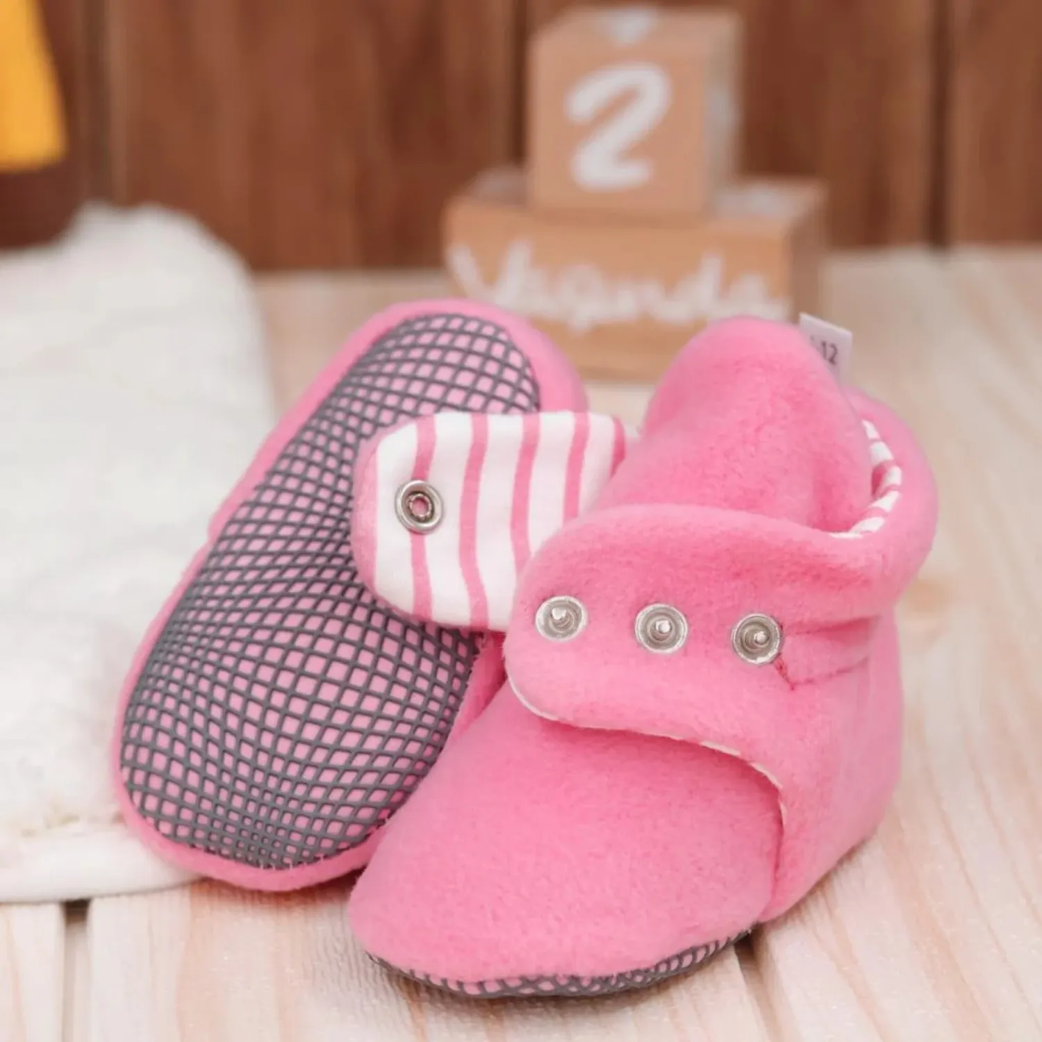 Ella Bonna Panduf Organik Pamuk Kaydırmaz Taban Pembe