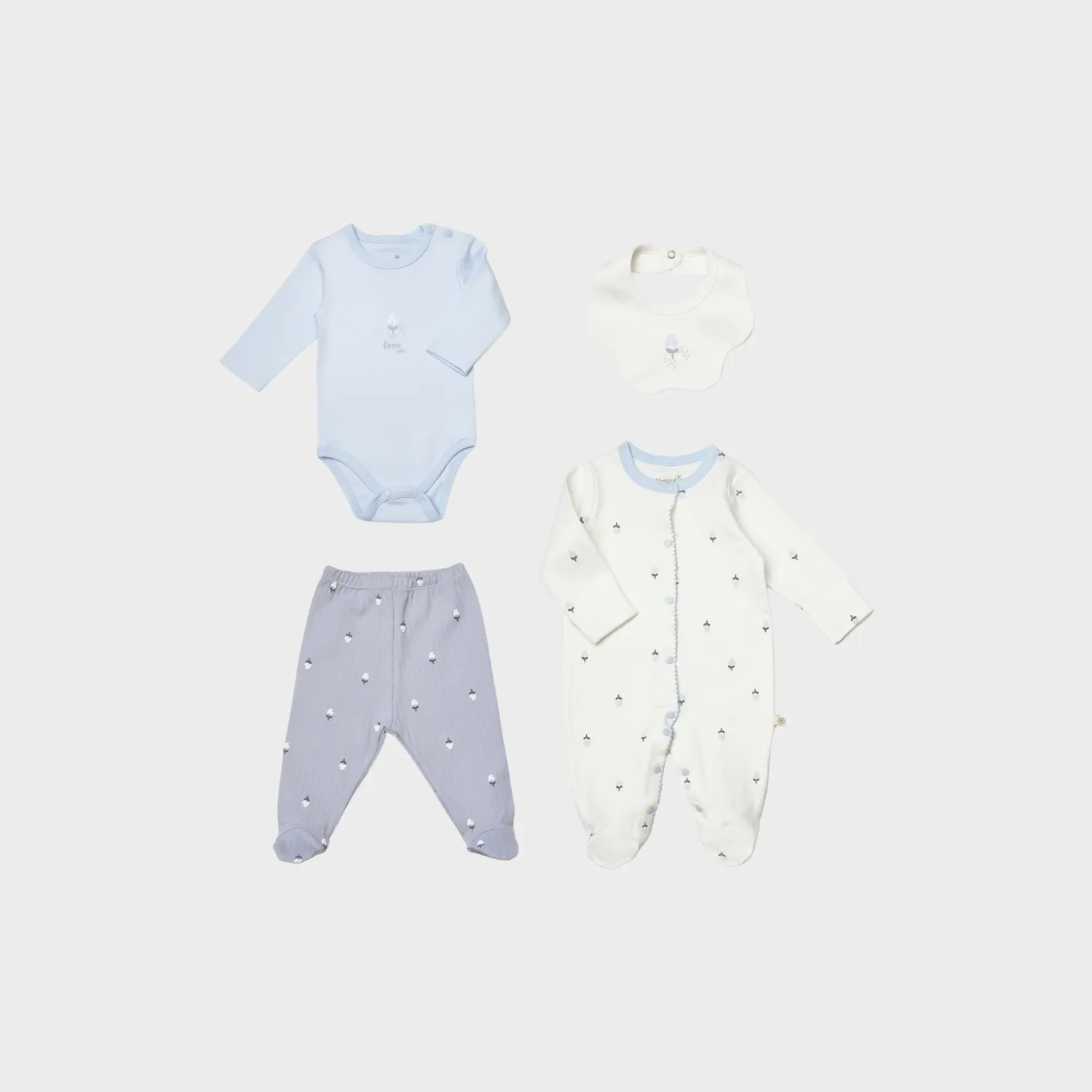 Bibaby Organik Tulum Takımı 4lü Love Floral Ekru - Lila
