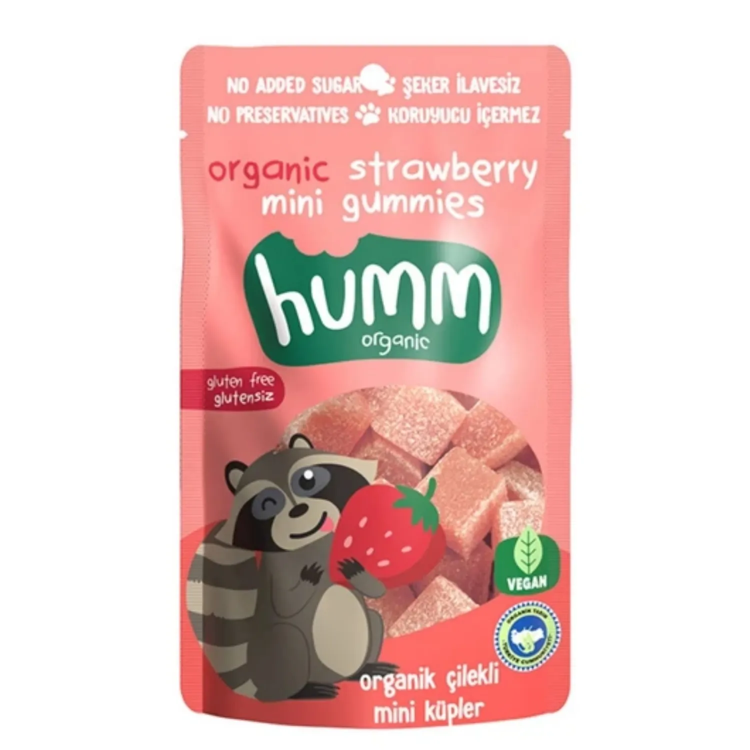 Humm Organik Glutensiz Vegan Çilekli  Mini Küpler 30gr