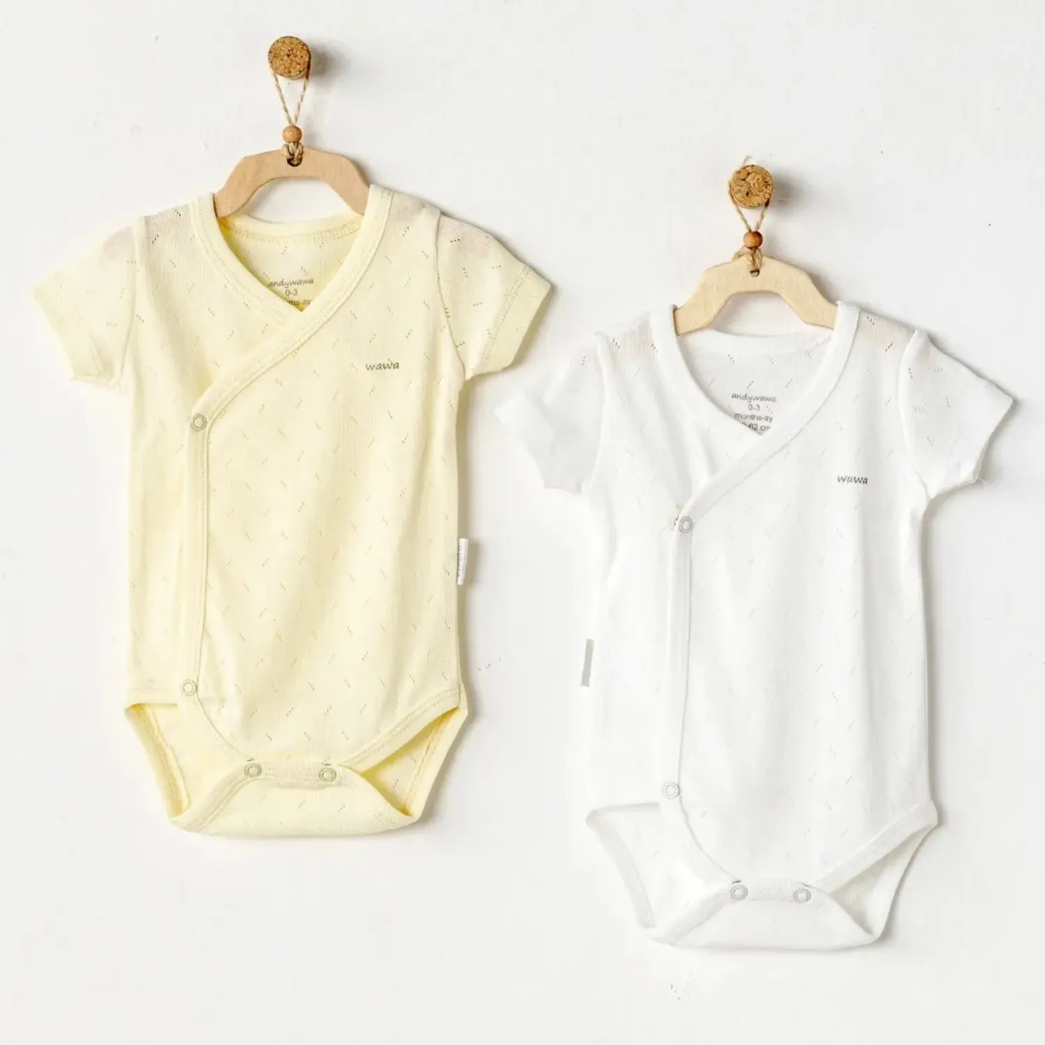 Andy Wawa Zıbın Body 2li Jacquard Basic Sarı - Beyaz
