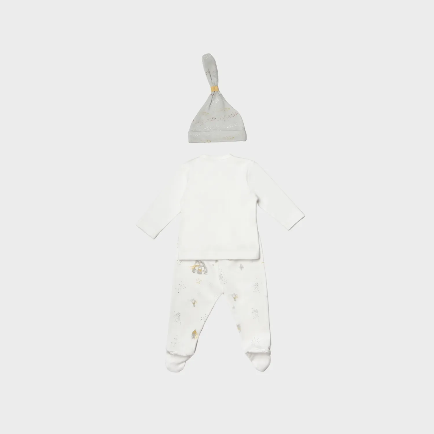 Bibaby Organik Zıbın Takımı 3lü Penguin Club Ekru - Gri