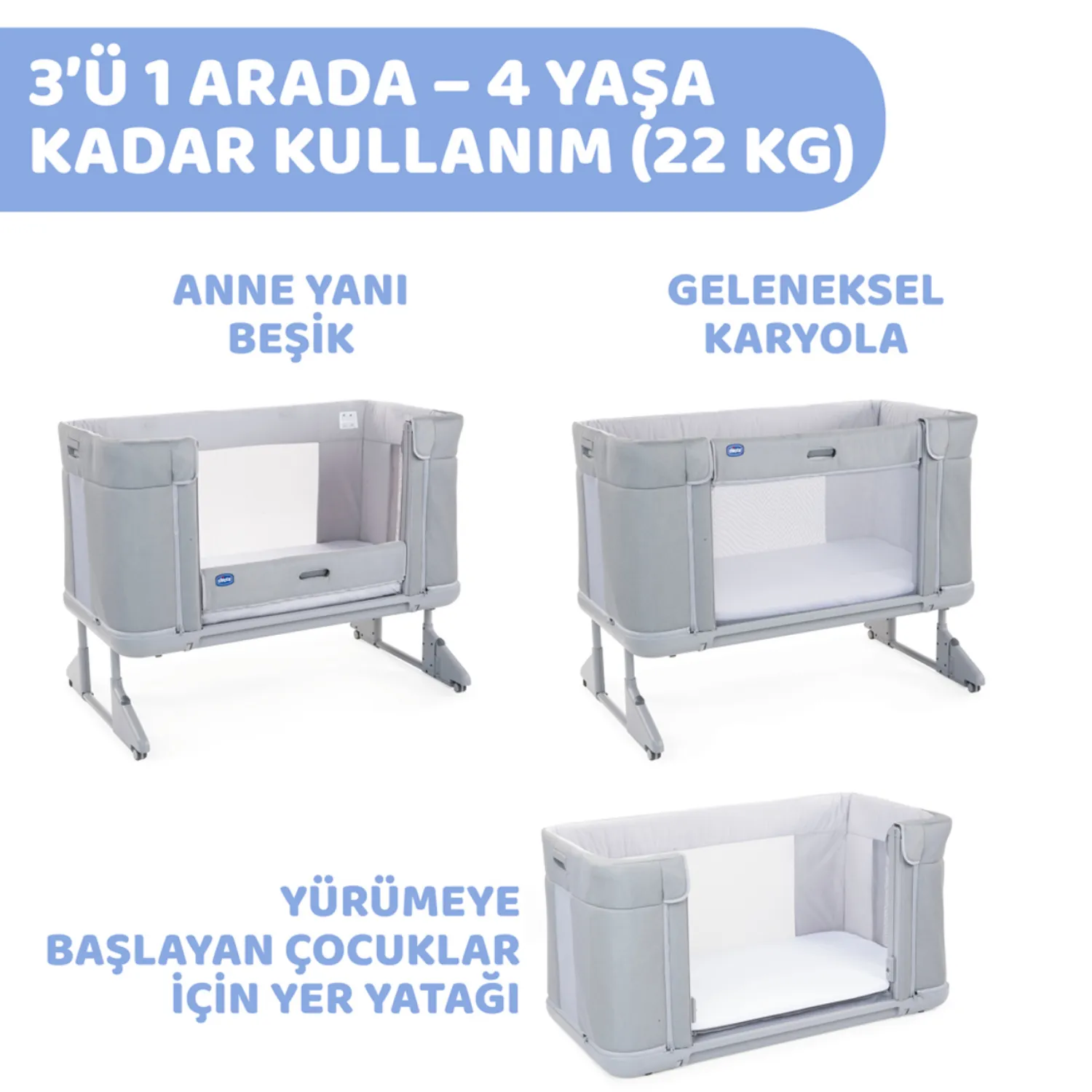 Chicco Next2me Forever Anne Yanı Beşik Cool Grey