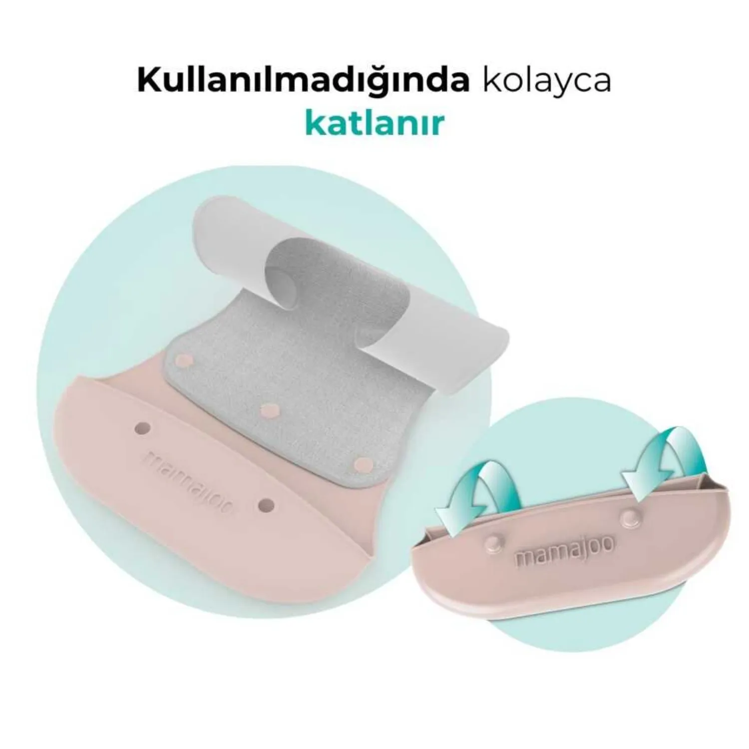 Mamajoo Katlanır Silikon & Kumaş Mama Önlüğü Powder Pink