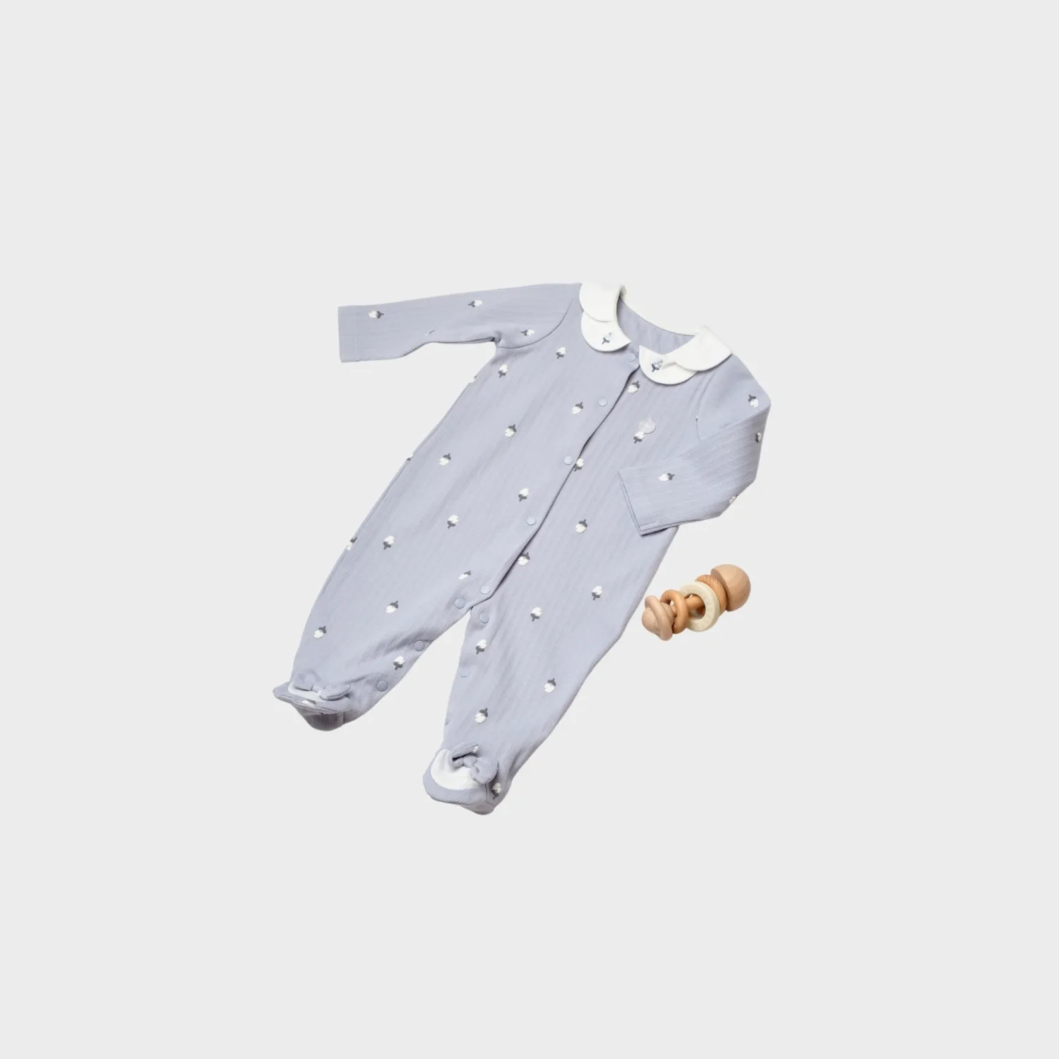 Bibaby Organik Tulum Love Floral Ekru - Lila