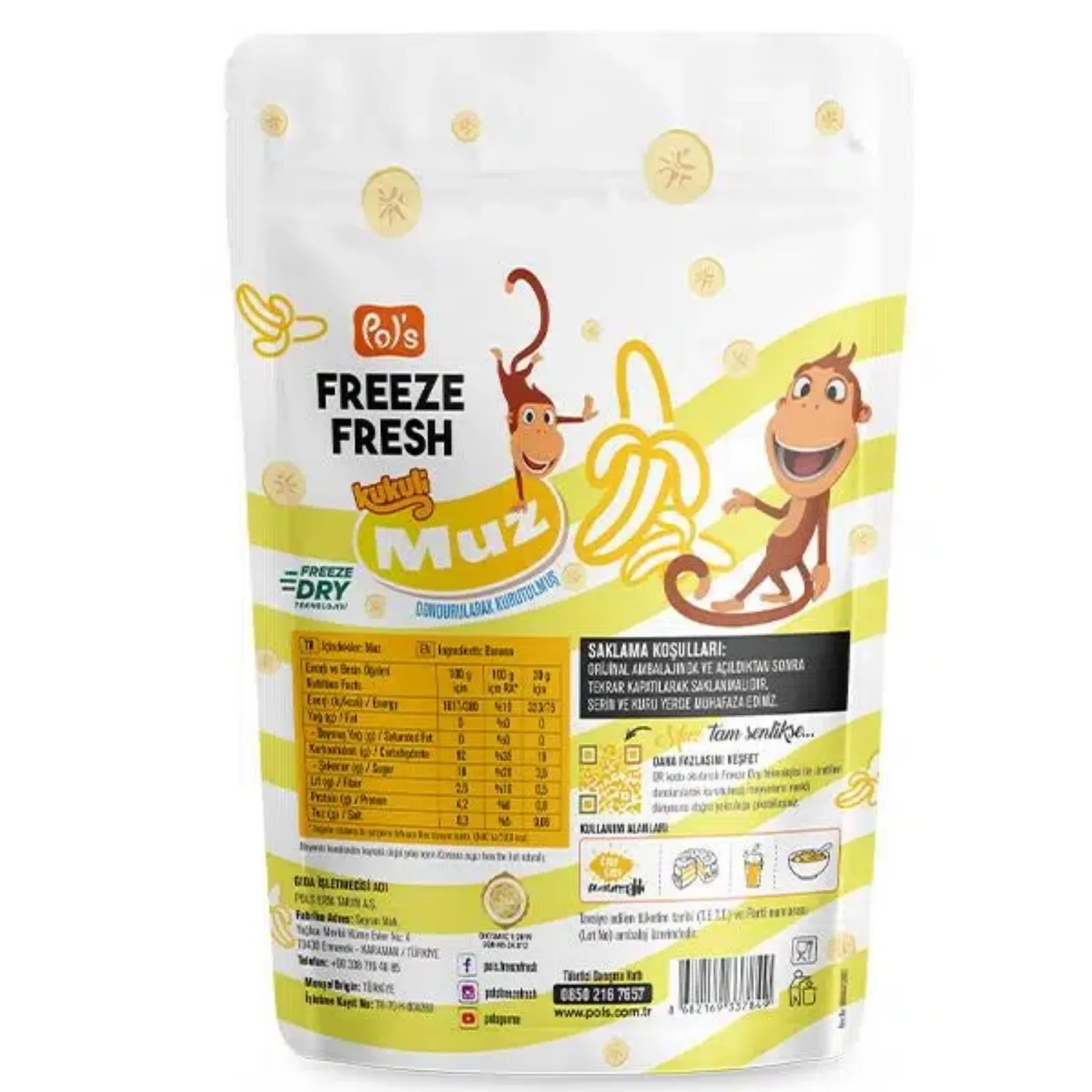 Pol's Freeze Fresh Kukili Dondurularak Kurutulmuş Muz 20 gr