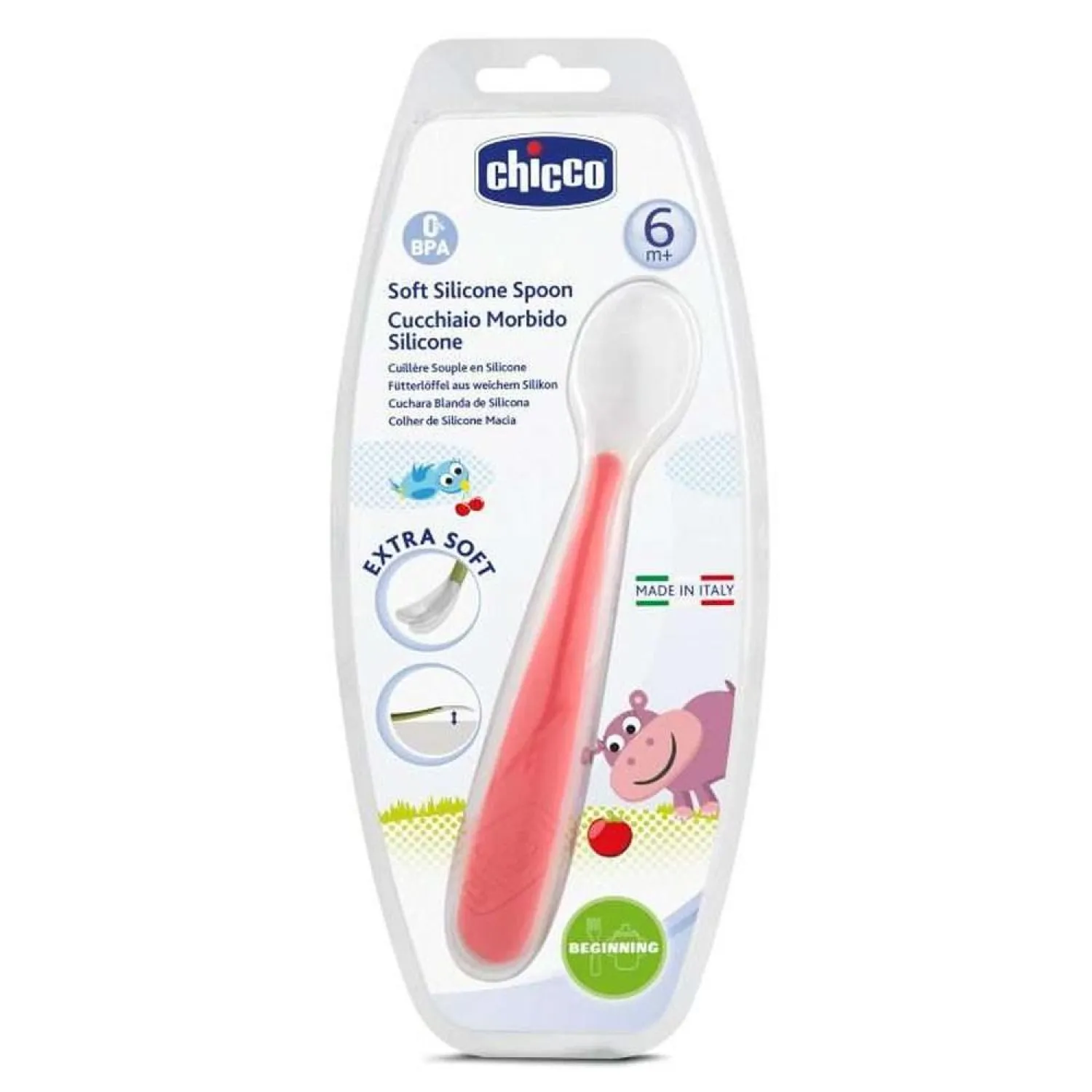 Chicco Yumuşak Silikon Kaşık 6+ Ay Kırmızı
