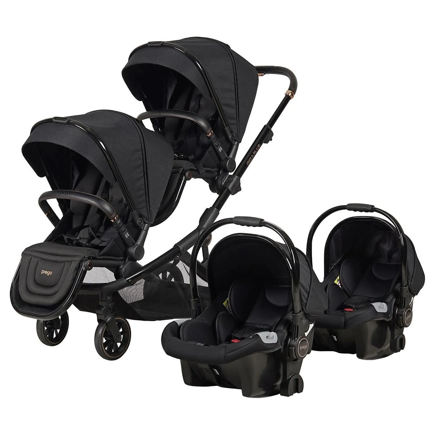 Prego 2223 Ibiza Plus Travel Sistem İkiz Bebek Arabası Siyah