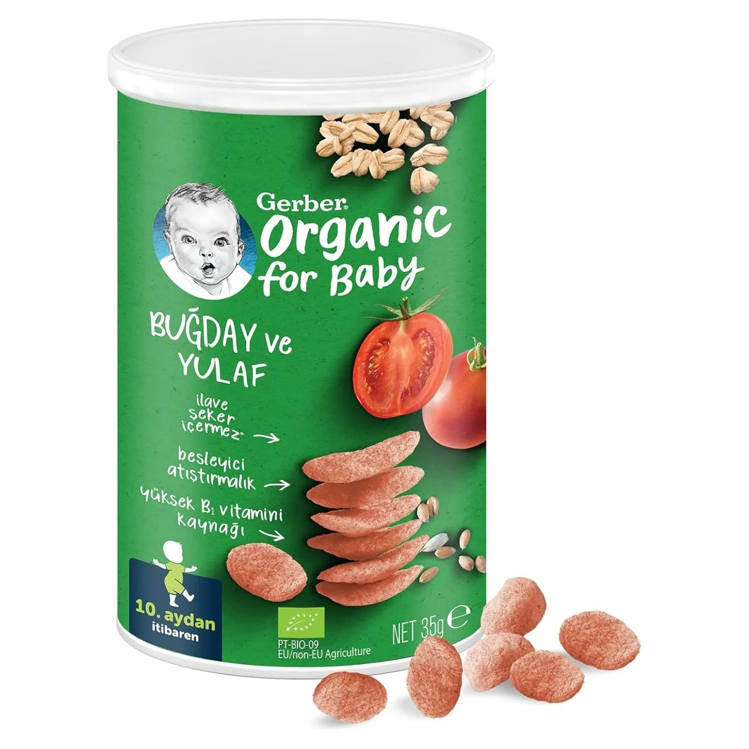 Gerber Organik Buğday Ve Yulaf Bebek Atıştırmalığı 35 gr 10+ Ay