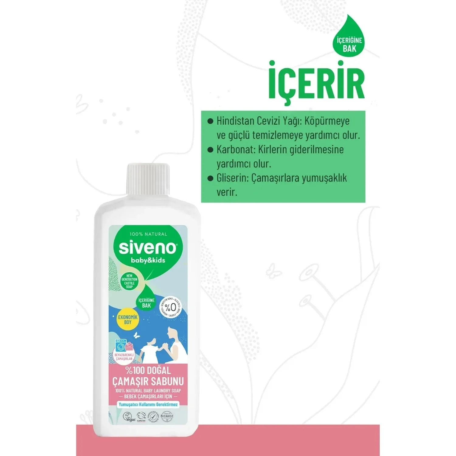 Siveno Baby Doğal Bebek Çamaşır Sabunu 1 lt*2