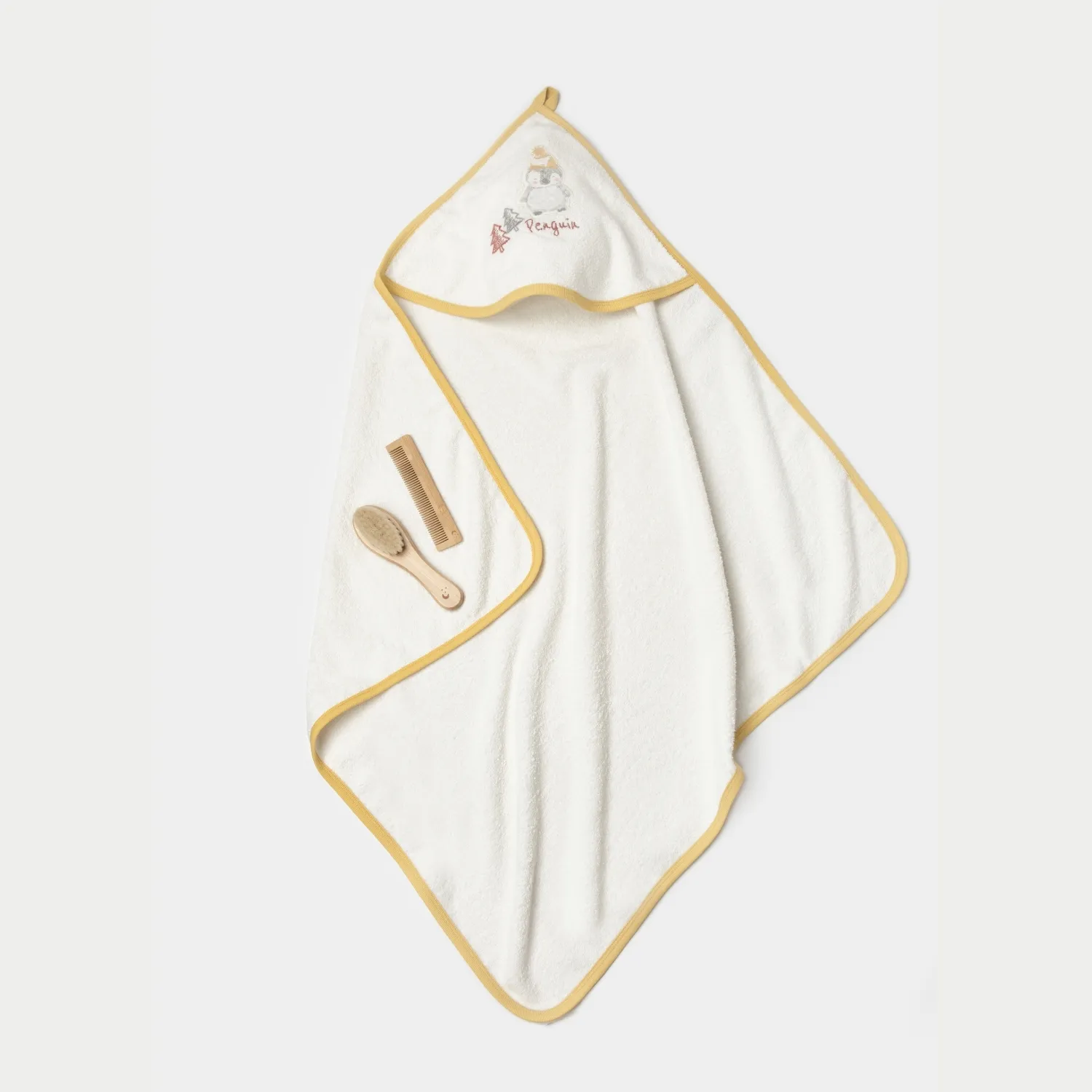 Bibaby Organik Bornoz Penguin Club Ekru - Gri