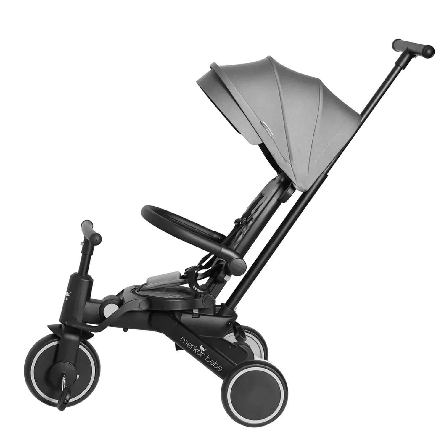 Merkür Bebe 9in1 Hawk Üç Tekerlekli Bebek ve Çocuk Bisikleti Gri