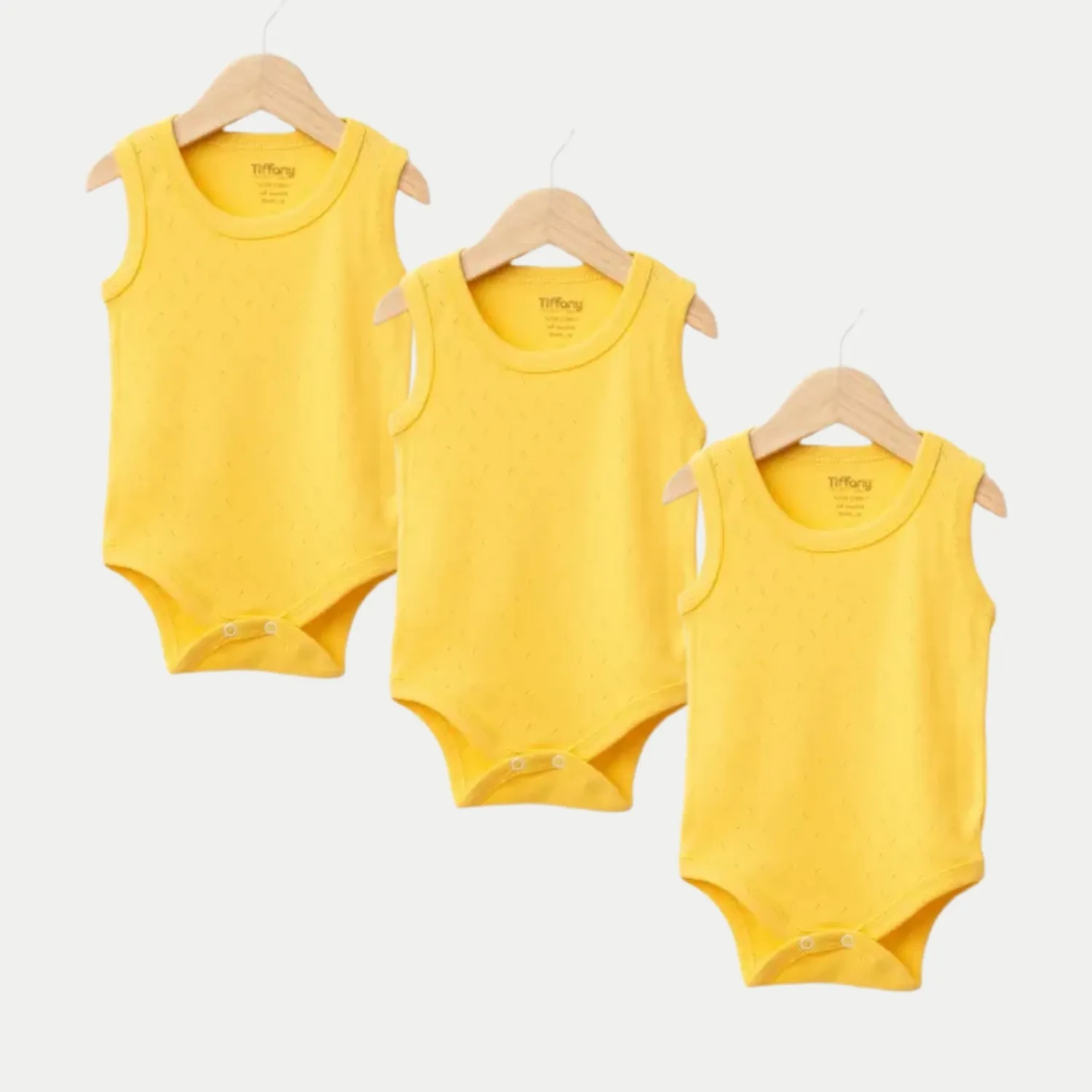 Tiffany Atlet Body %100 Pamuklu Çıtçıtlı Basic 3'lü Set Body Zıbın Sarı Unisex Bebek